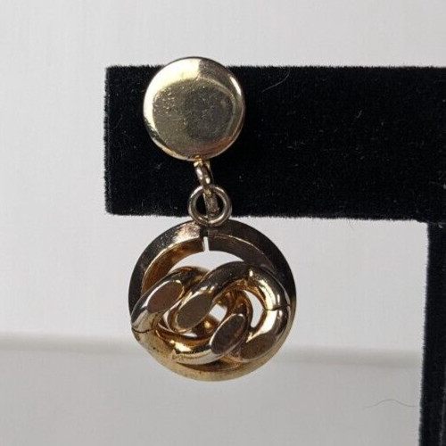 Vintage gold tone earrings knot design screw back