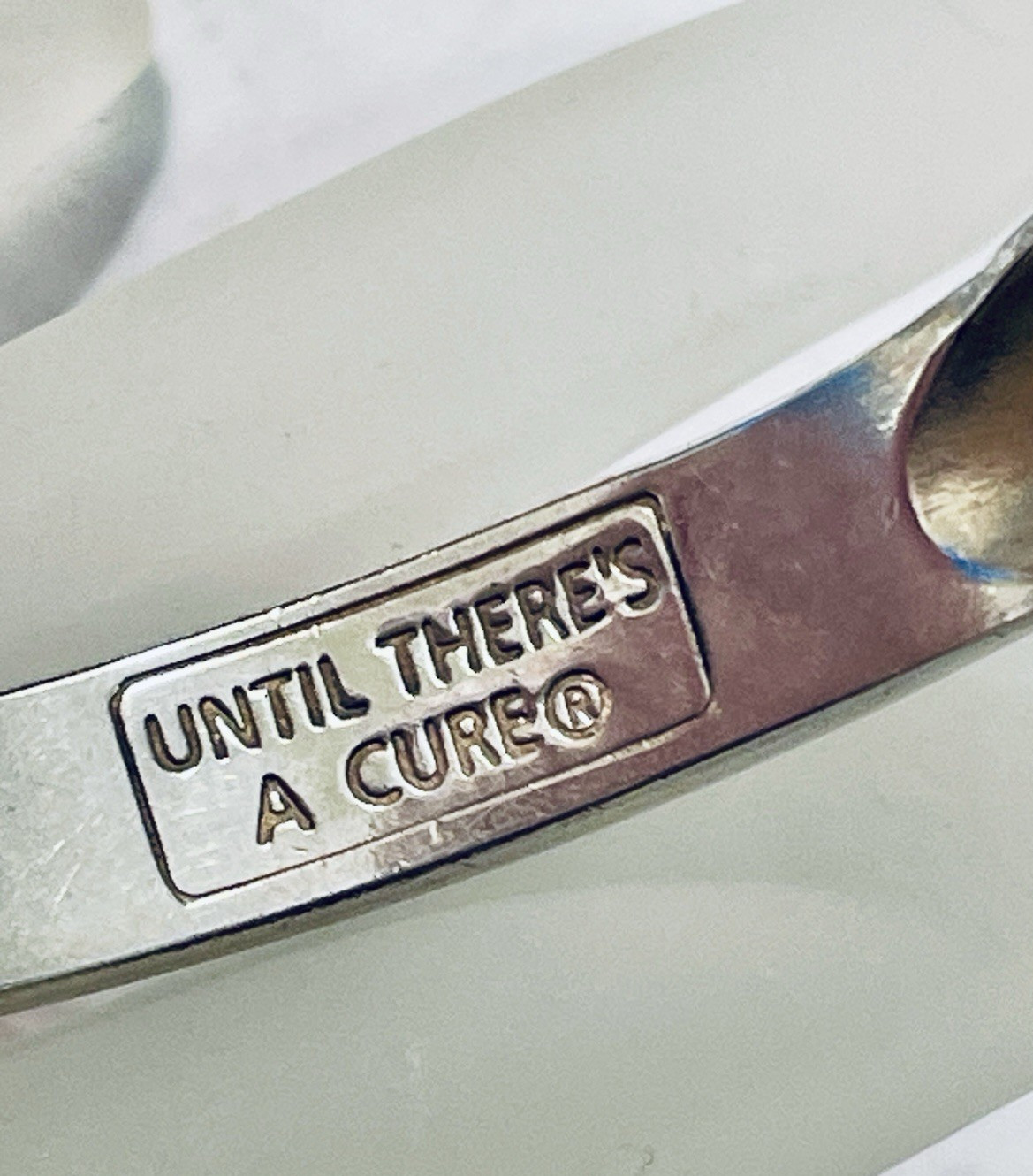 Cuff Bracelet “Until There’s a Cure” Breast Awareness Silverplated Made in Italy