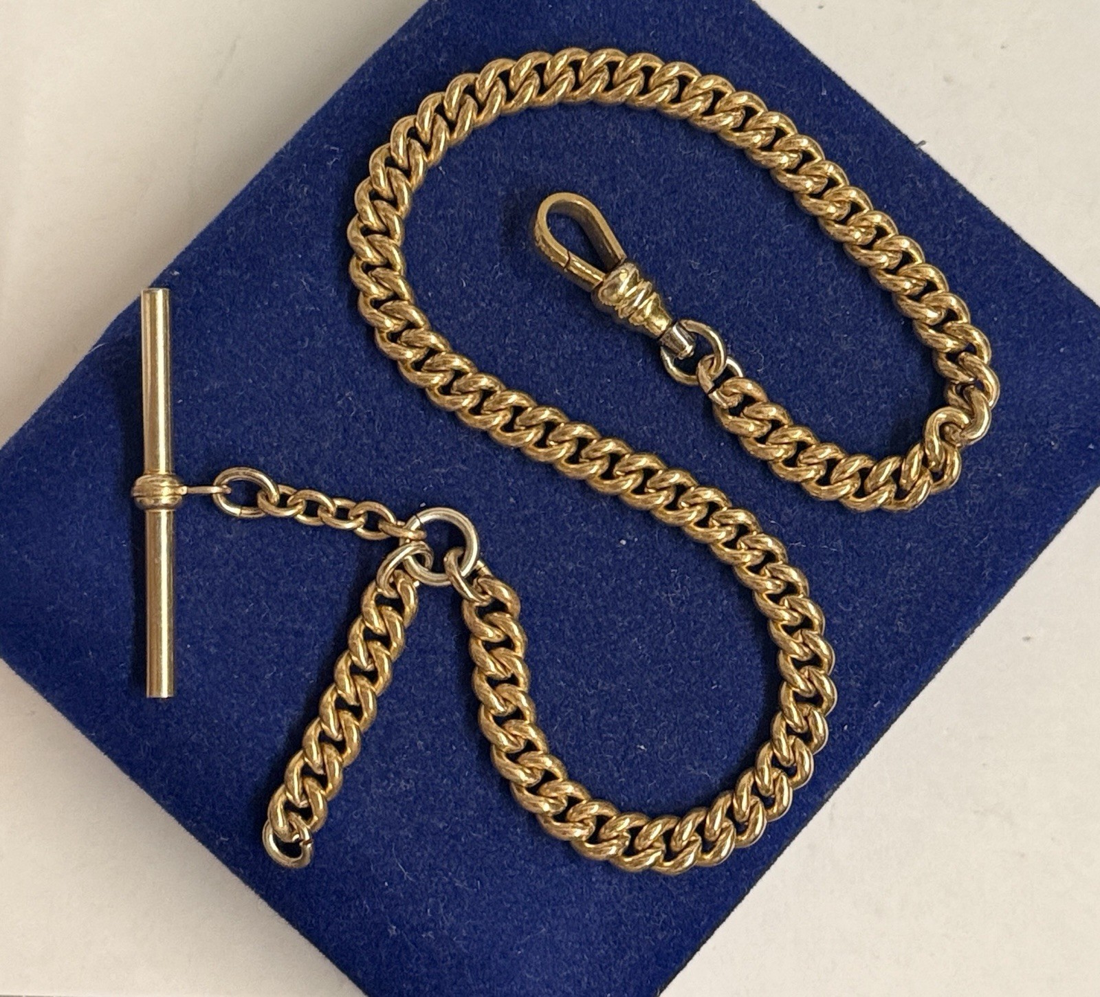CHUNKY! 23g Gold filled fob victorian Vtg Gf 11.5” Cuban Curb Chain T Bar 5.5mm