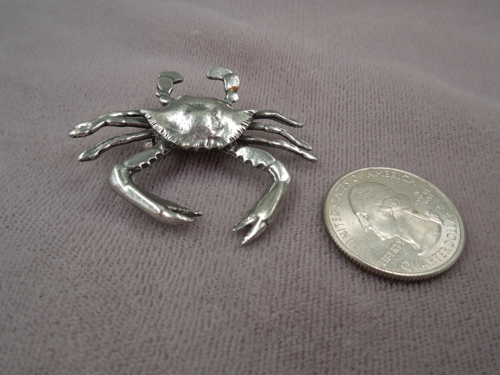 Vintage Salisbury MD Maryland Blue Crab Pewter Brooch Pin