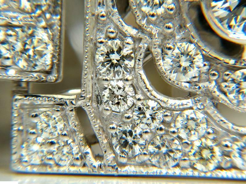 Magnificent 22.5CT Round White CZ Wide Cuff Link Art Deco Bracelet In 925 Silver