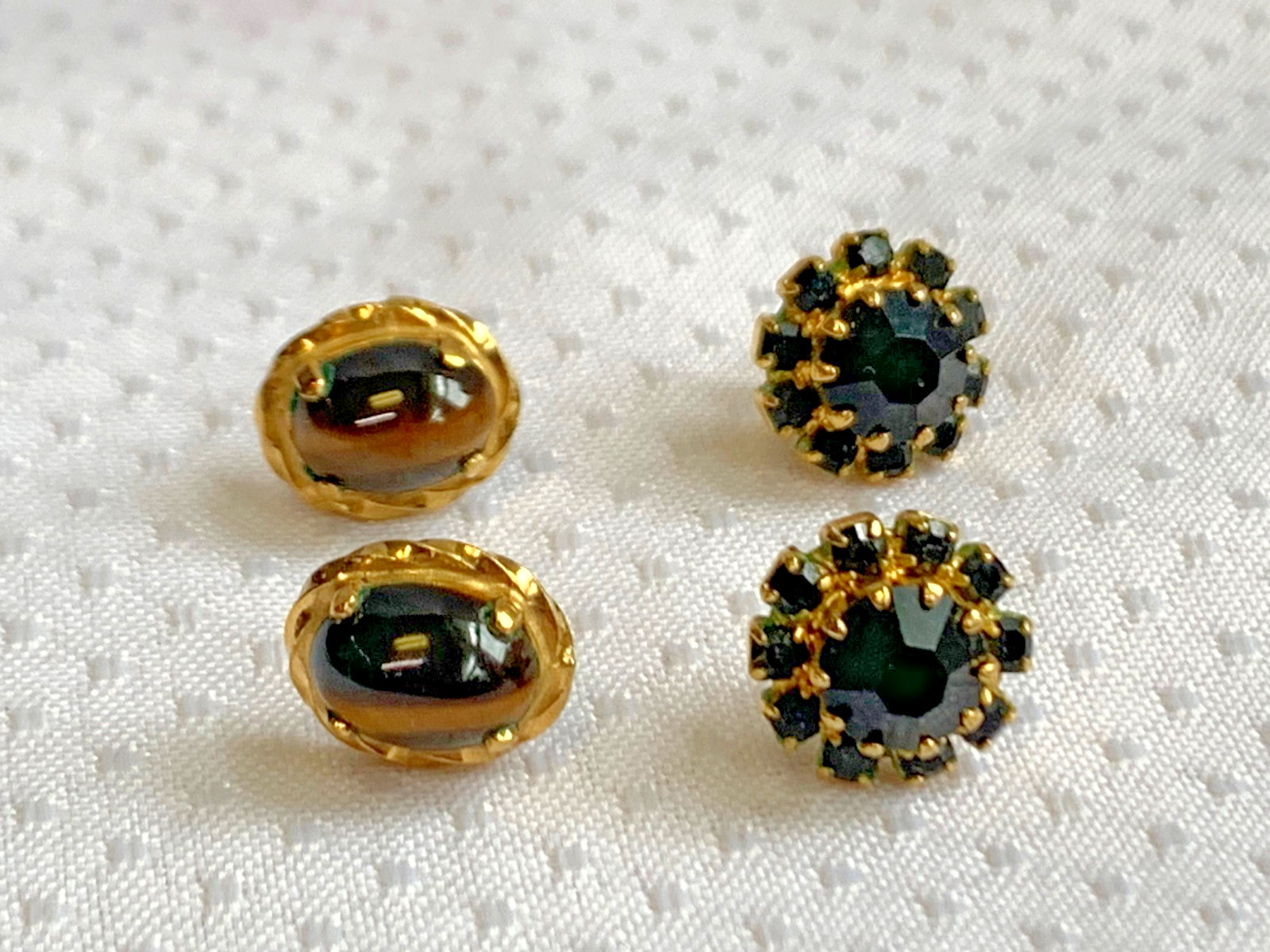 Vtg Earring Lot Costume Jewelry Enamel Faux Pearl Tigers Eye Hematite Malachite