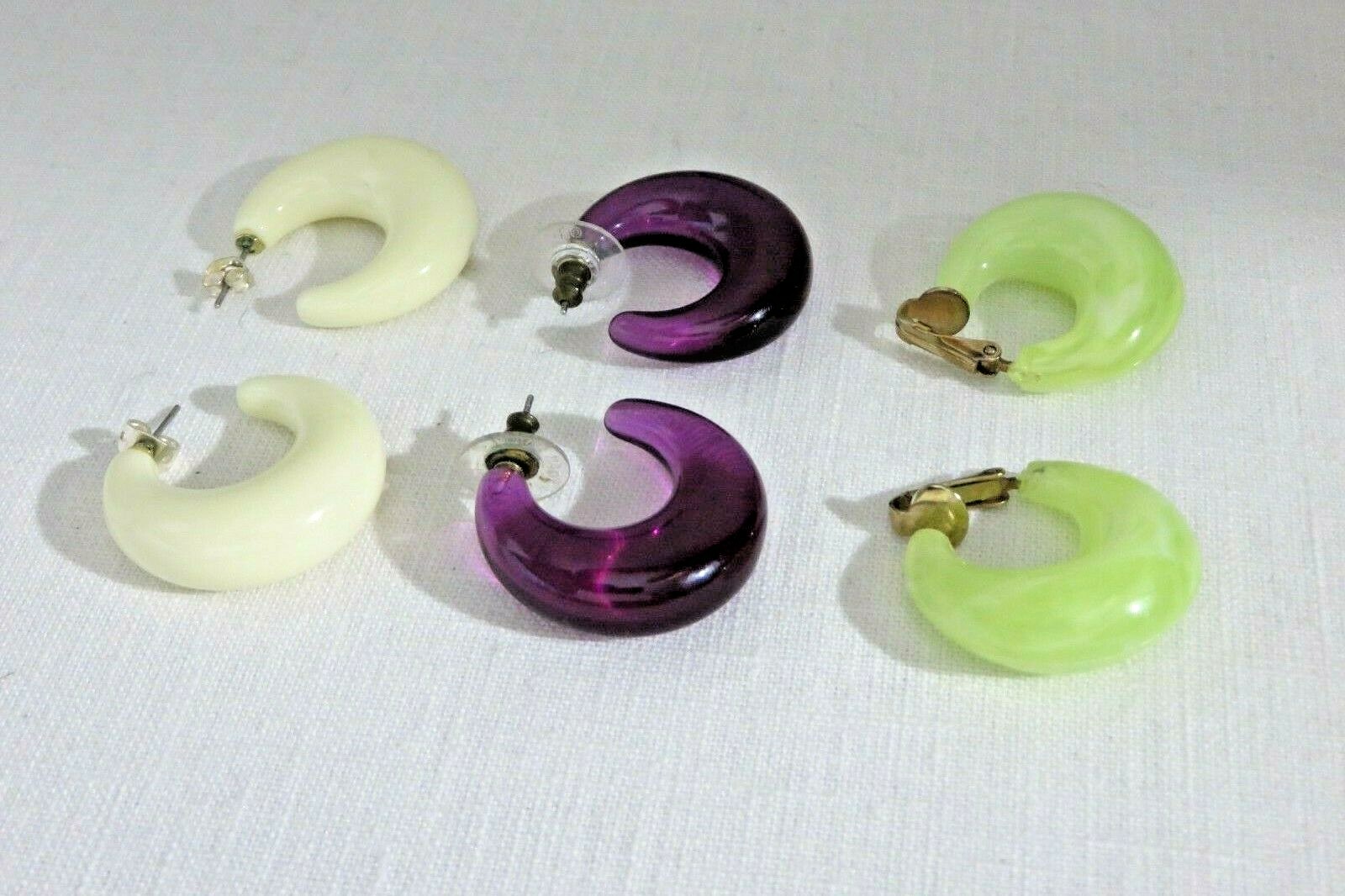 Vintage Group Of Purple, Cream, & Green Earrings Lot 1475 lisasfinds