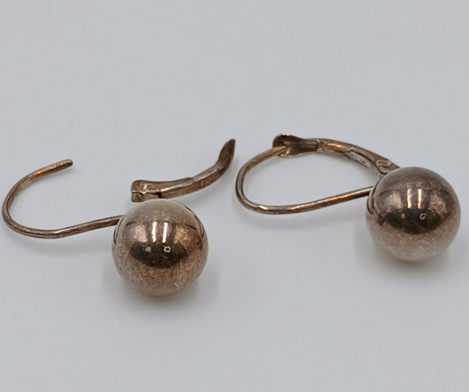 VTG 925 Ball Drop 8mm Earrings Sterling Silver 1.87g Lever Back Polished Dangle
