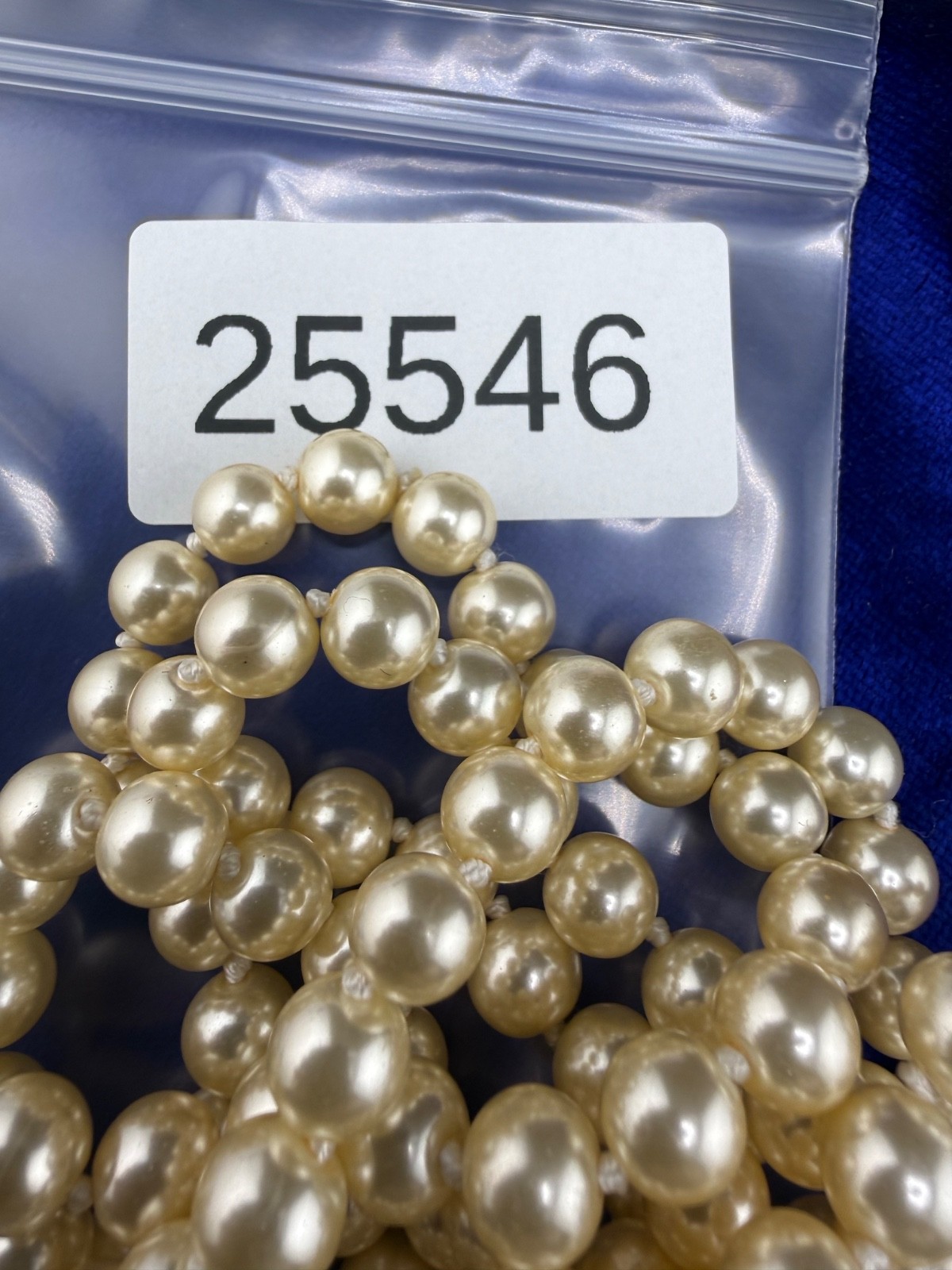 Vintage Glass Beaded Necklace Faux Pearl Single Strand Multi Wrap 72”
