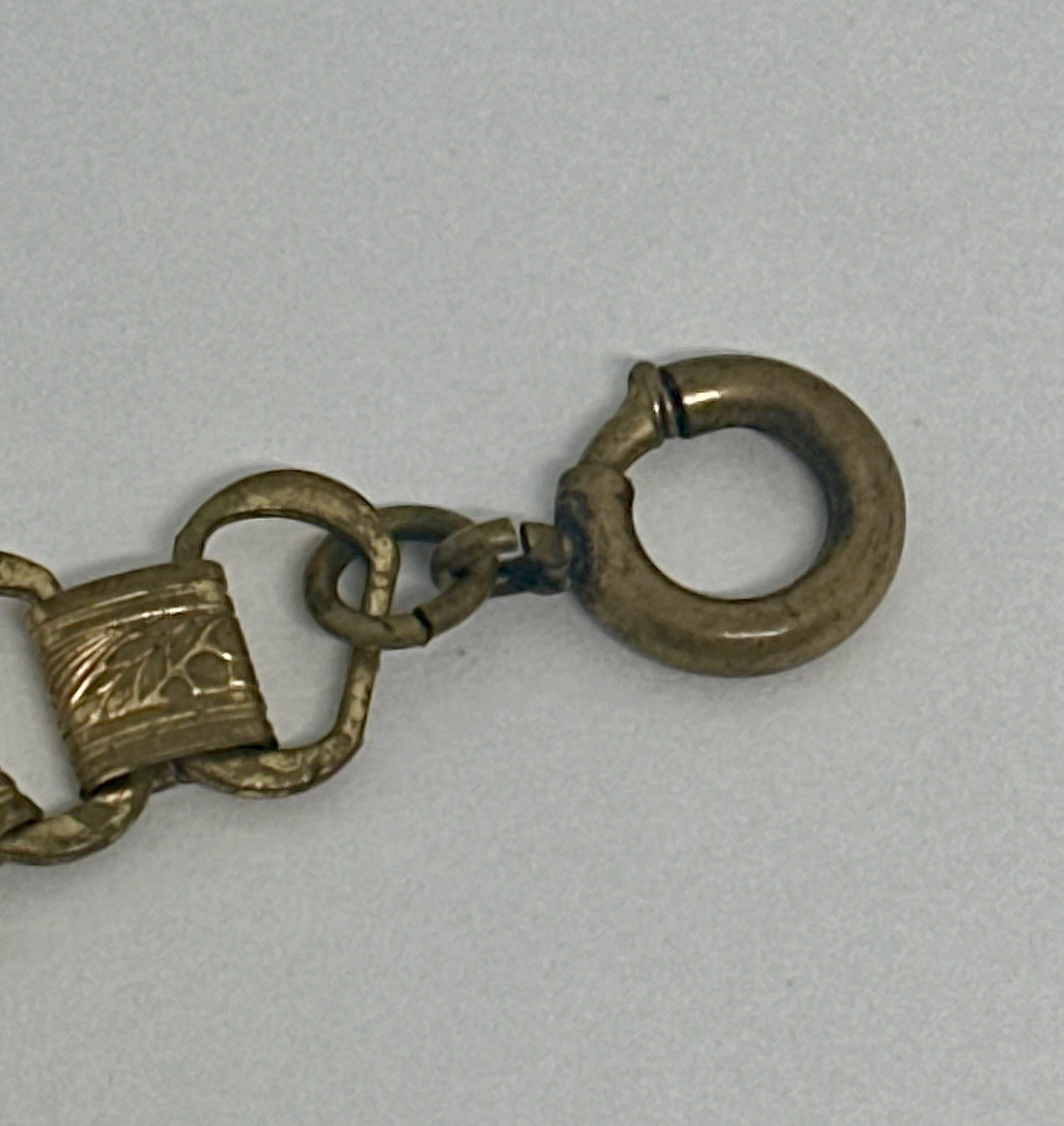 Vintage Victorian Brass Leaf Charm Necklace and Bracelet Set Sliding Hook Clasp