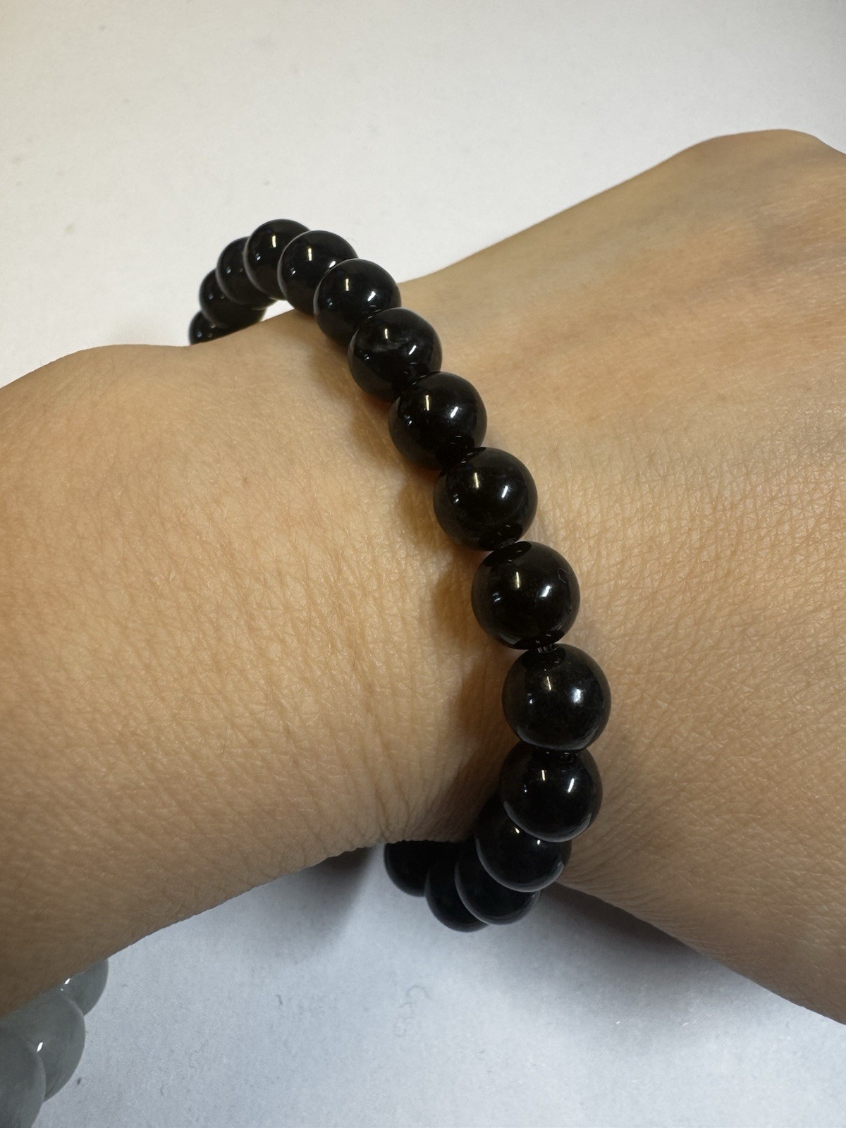 Natural Burmese A-Grade black Jade jadeite 7-8mm 25 beads stretch bracelet new