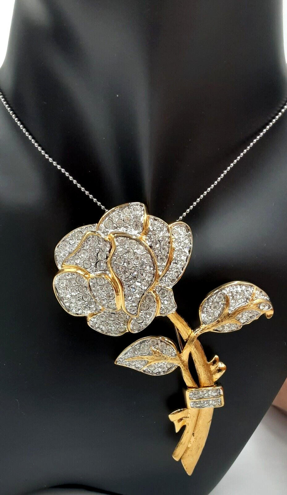 Vintage Signed Nolan Miller Stunning Rose Brooch Called the “Pavé Rose Pin”
