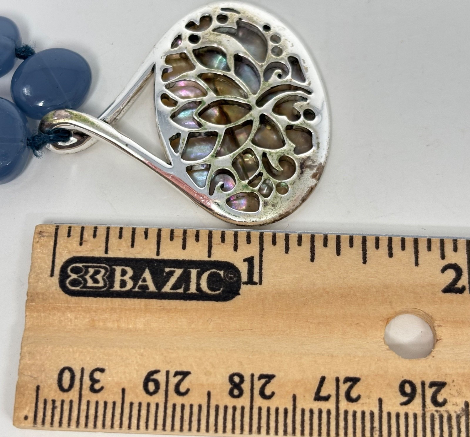Lot 3 Vintage Costume Jewelry Necklaces Pendants Monet Avon Abalone Blue Beads