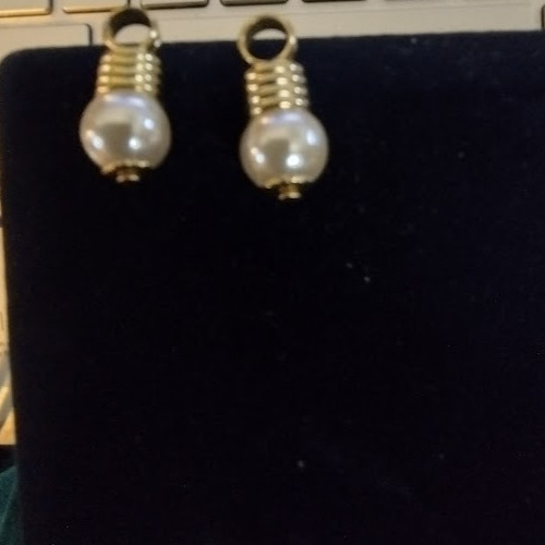 Pierced Earrings Removable Dangles Pearls/ Mogul Style Cabochons/ QEII 1971