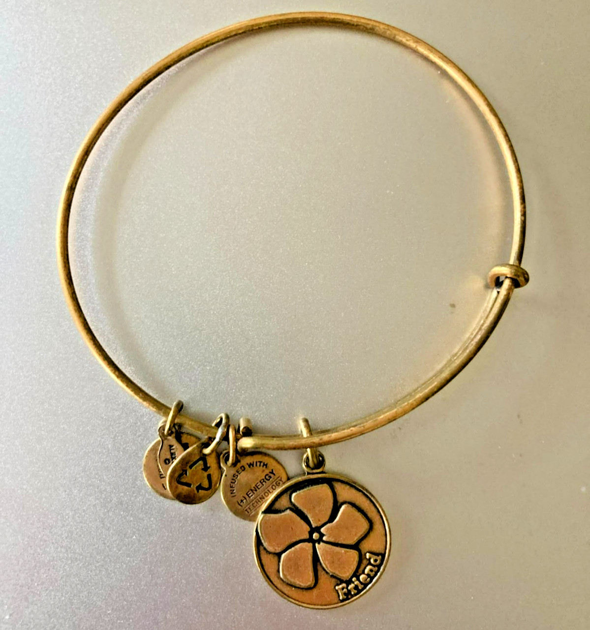 Bracelets 4 Vintage Alex and Ani Brass Friend with Flower Micky Mouse Angel Paw