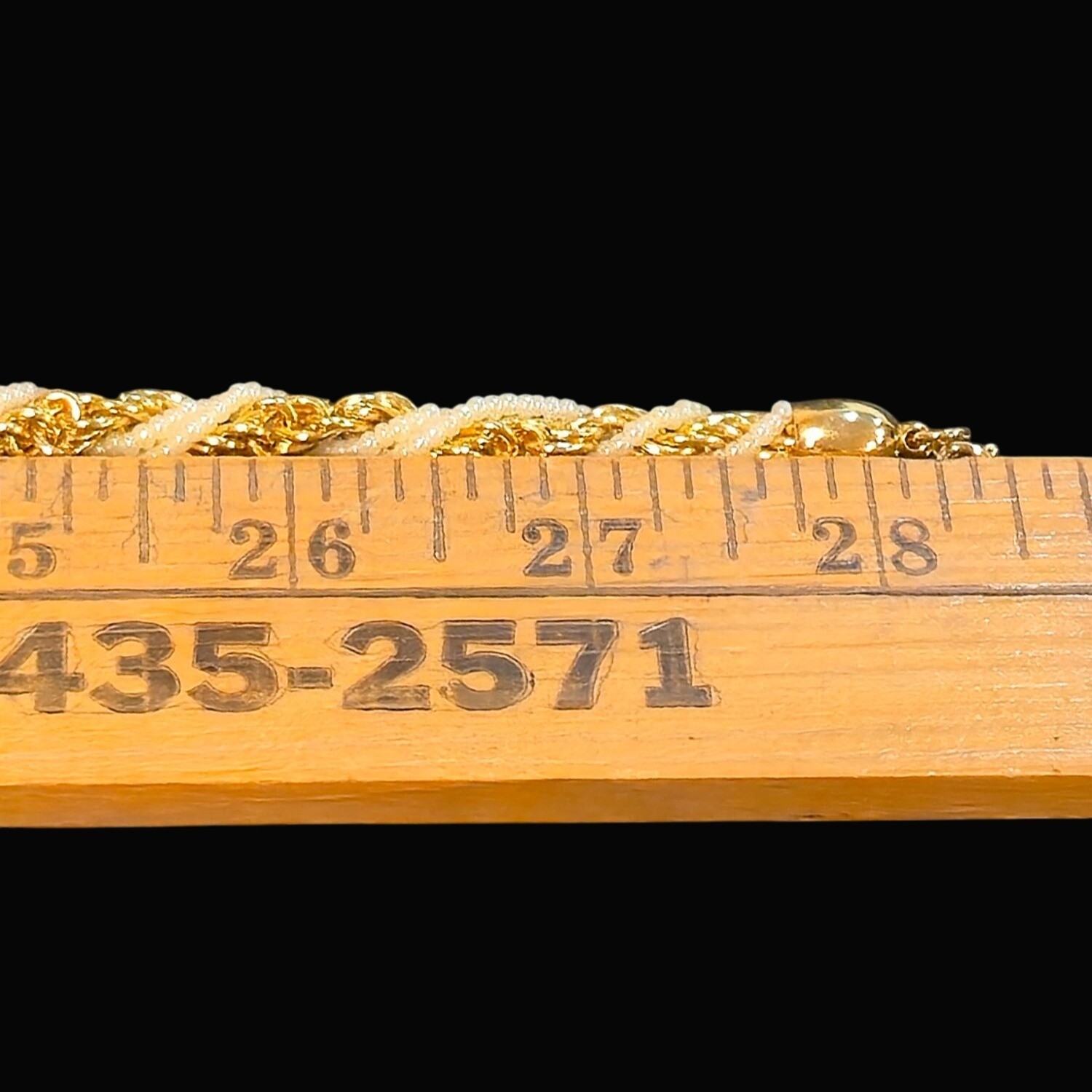 Trifari Vintage Gold Tone Twisted Rope Chain Necklace White Bead Twists jewelry