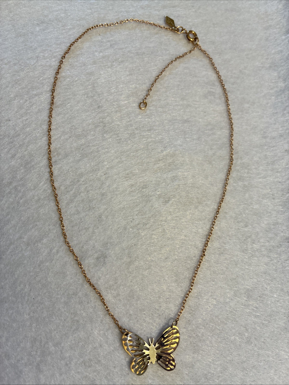 Vintage Sarah Coventry Two-Tone Butterfly 15-17 Inch Necklace (1980)