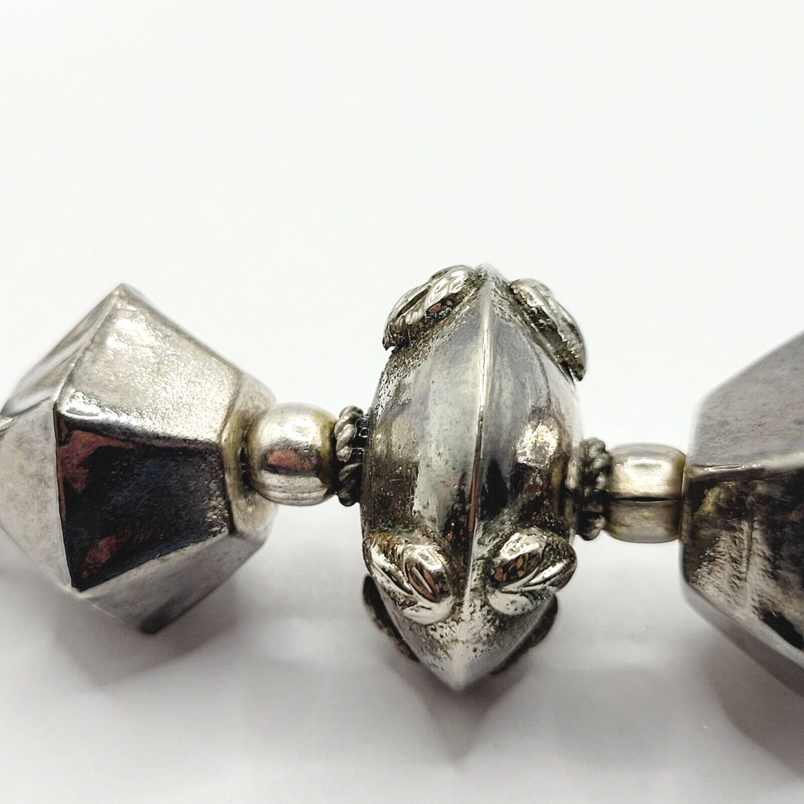 Unique Style Native Brutalist Industrial Silver Tone Metal Vtg Necklace 29 Inch