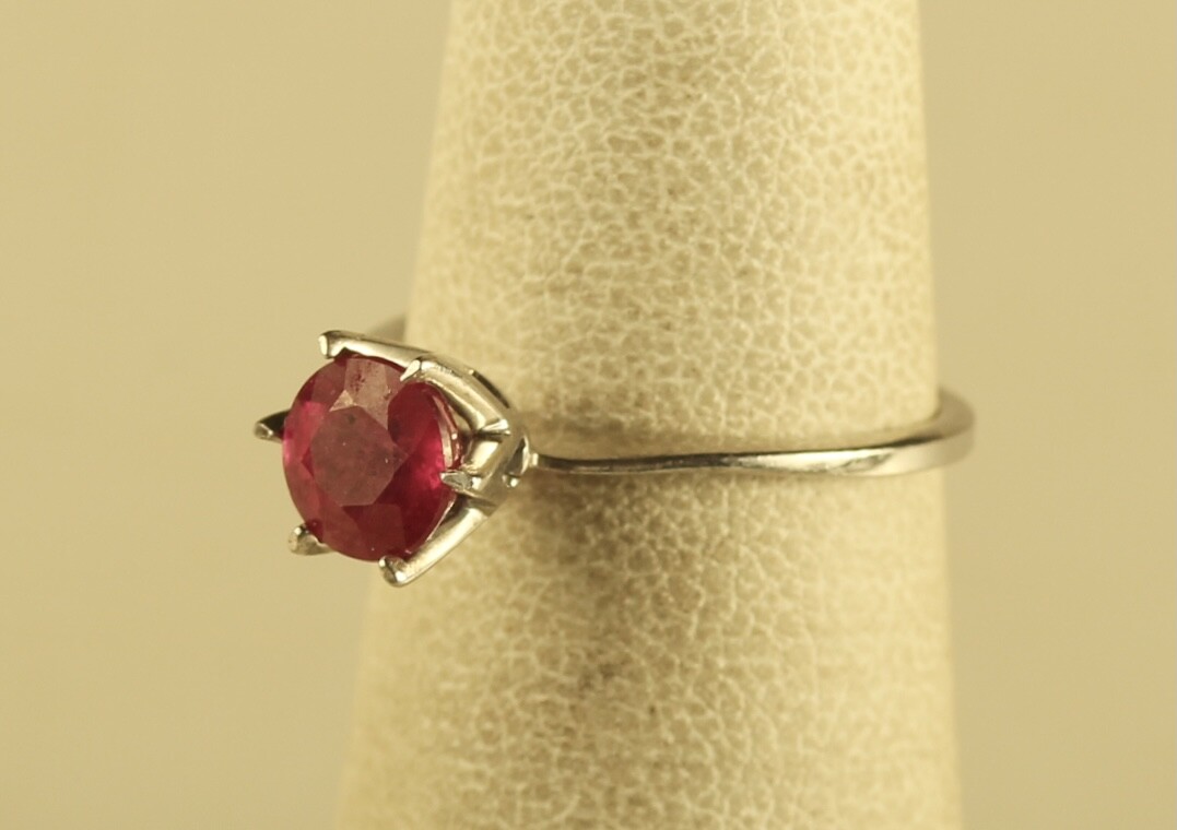 Vintage Sterling Signed 925 KH Kit Heath Designer Solitaire Ruby Gemstone Ring 5