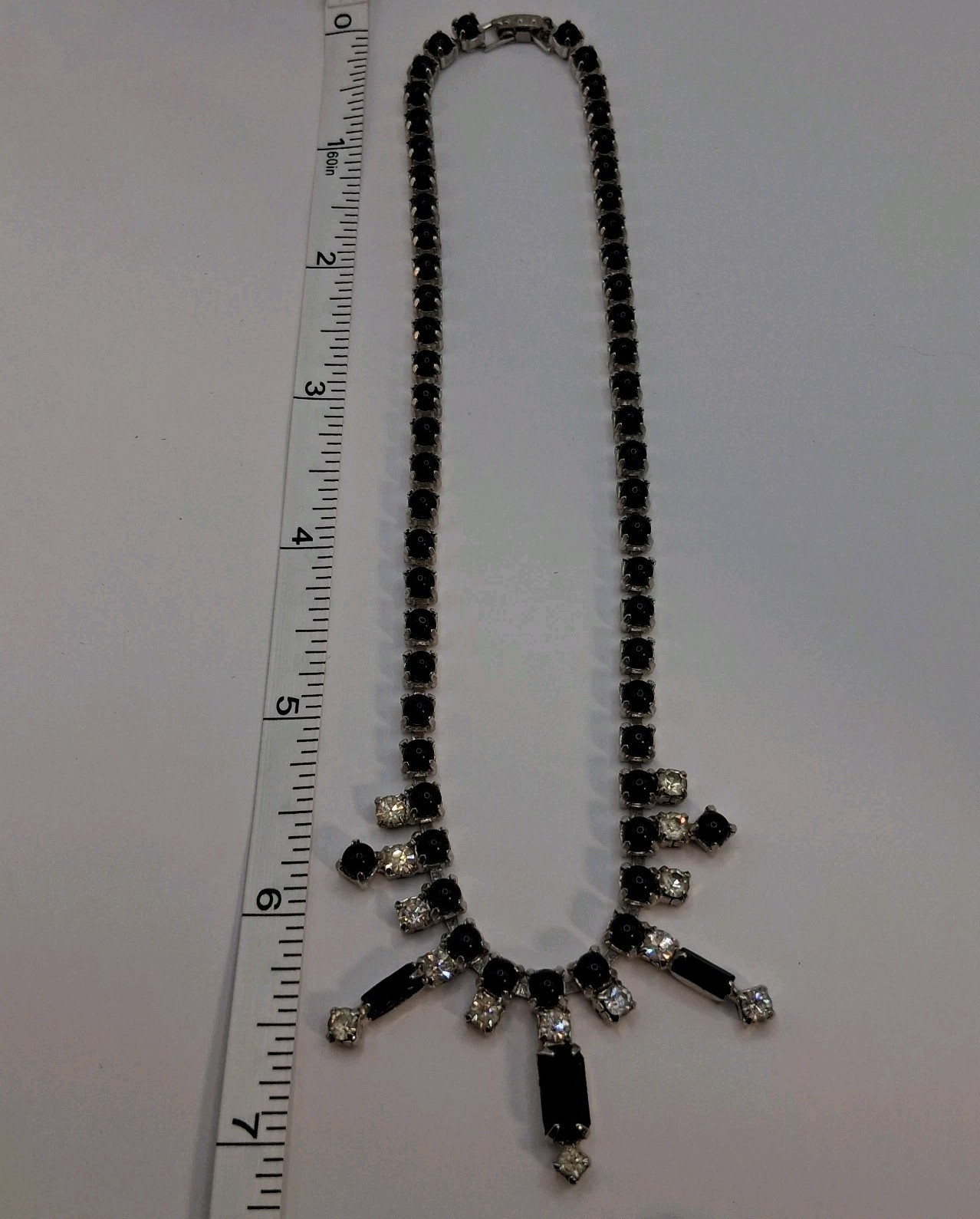Vintage Black & Clear Rhinestone Tapered Bib Silver Tone Choker – Glam Prom