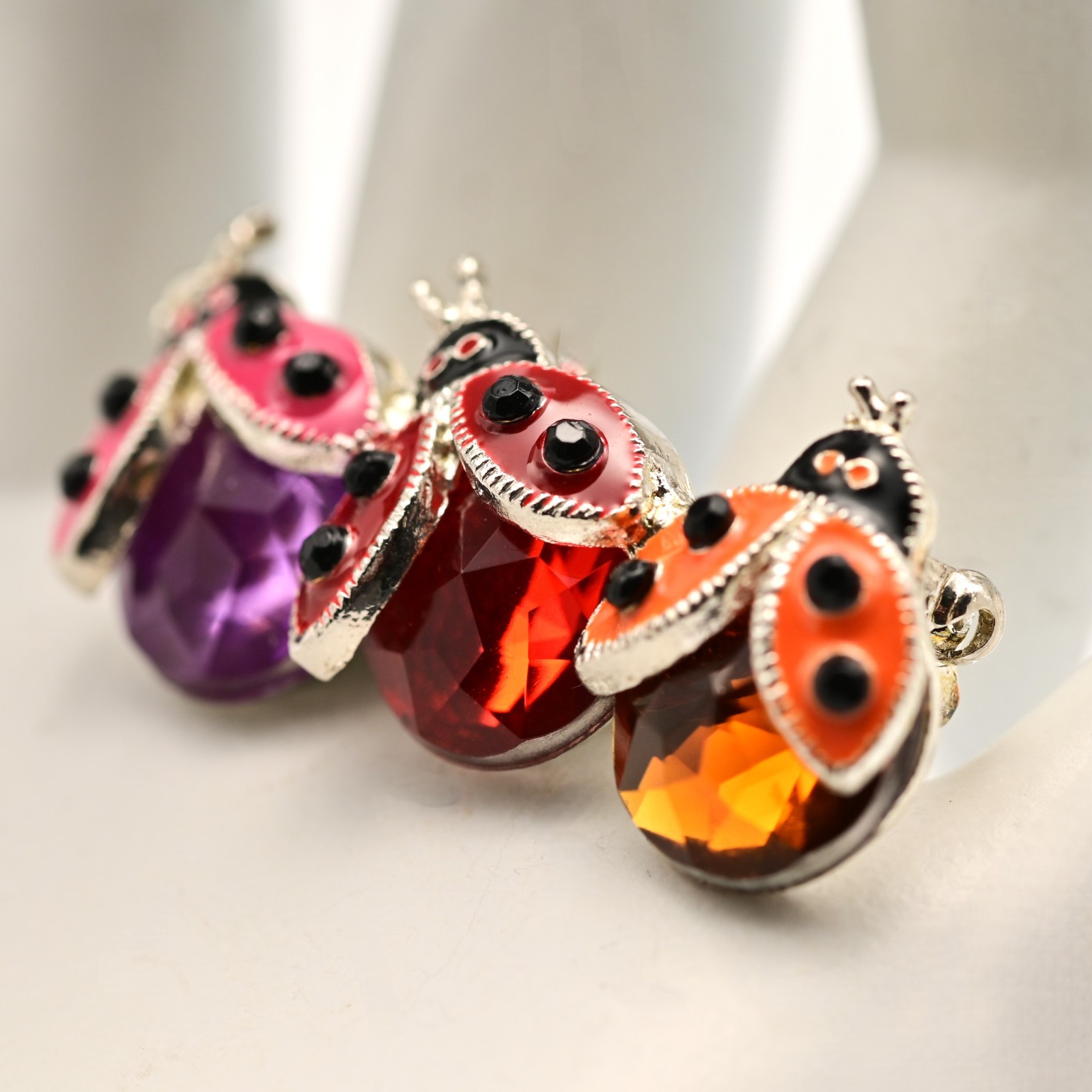 TANYA CREATIONS Original Vintage Rhinestone Enamel Estate Ladybug Brooch Pin