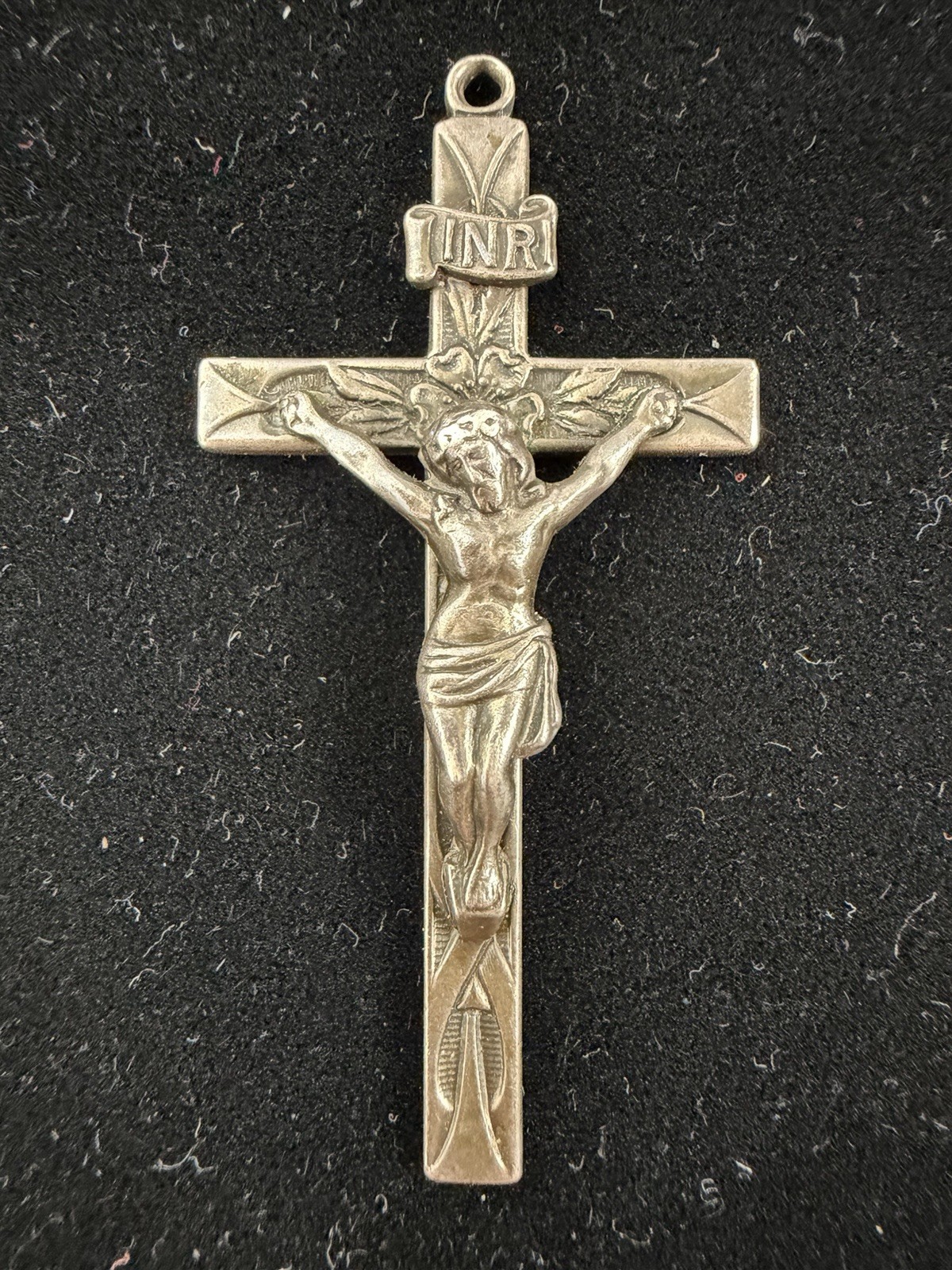 Vintage Swift and Fisher SF Sterling Silver INRI Rosary Crucifix Cross Pendant