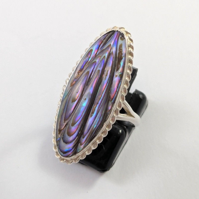 Vintage New Zealand Ataahua Paua Shell Ring M 1/2