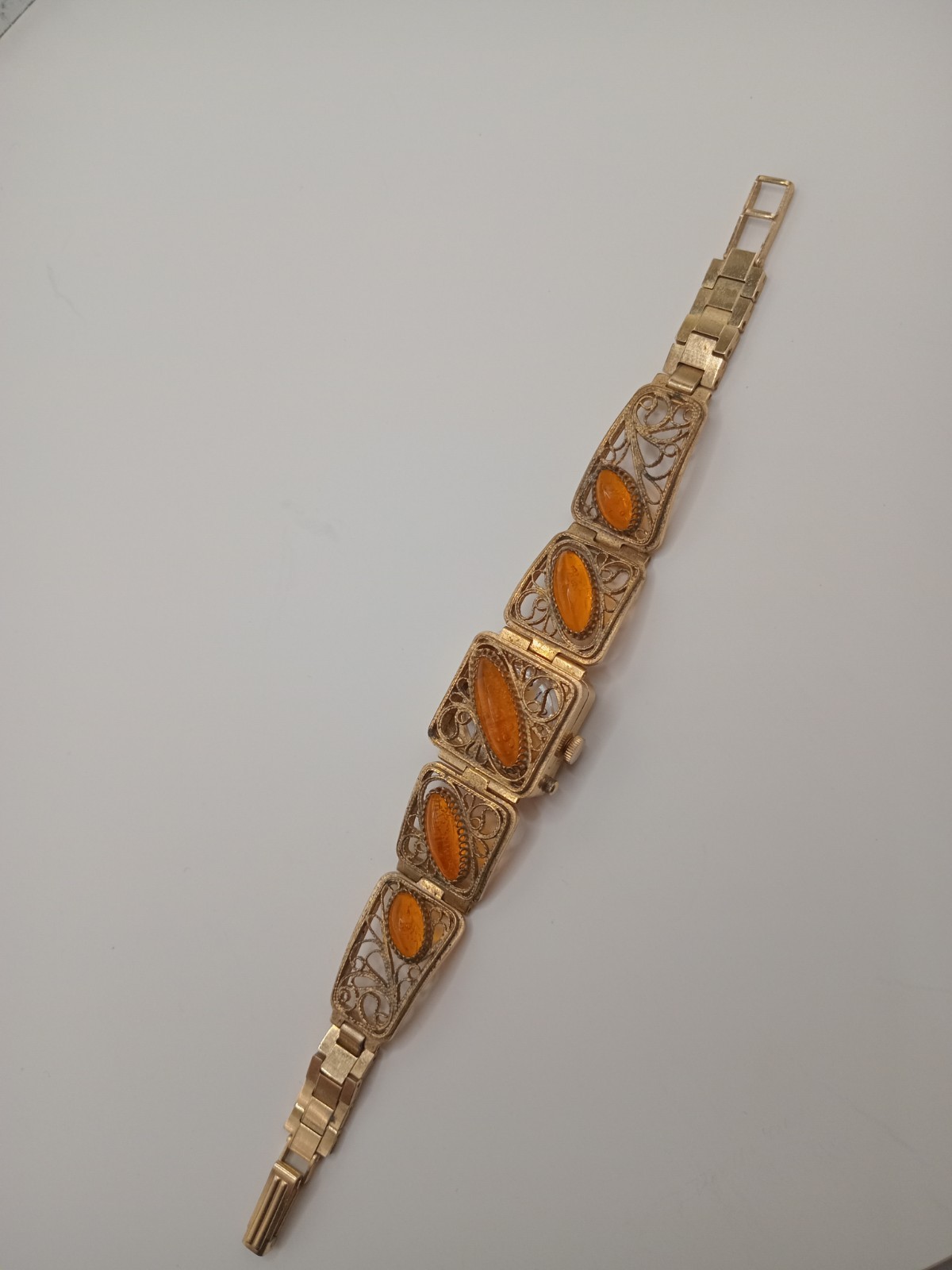 Vintage Watch Soviet “Chaika” with AMBER bracelet filigree FULLY FUNCTIONAL 17J