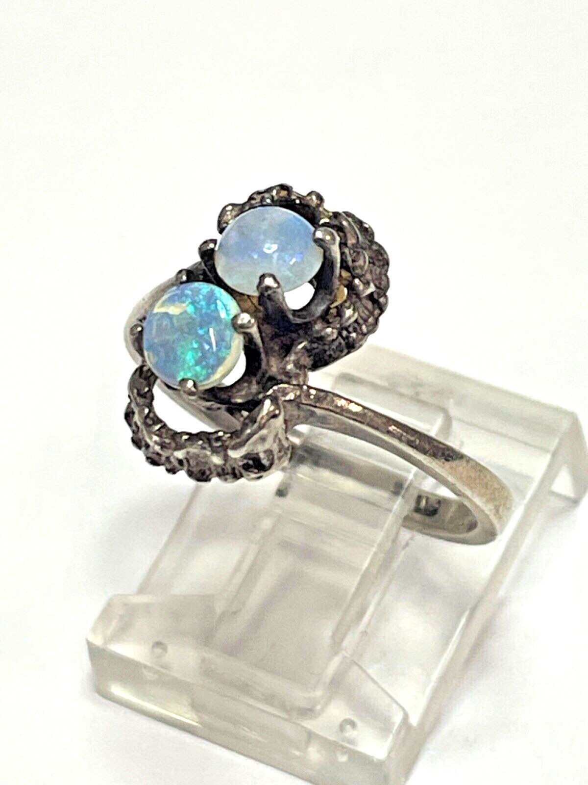 Vtg Natural Opal Sterling Silver Ring Sz 6.5
