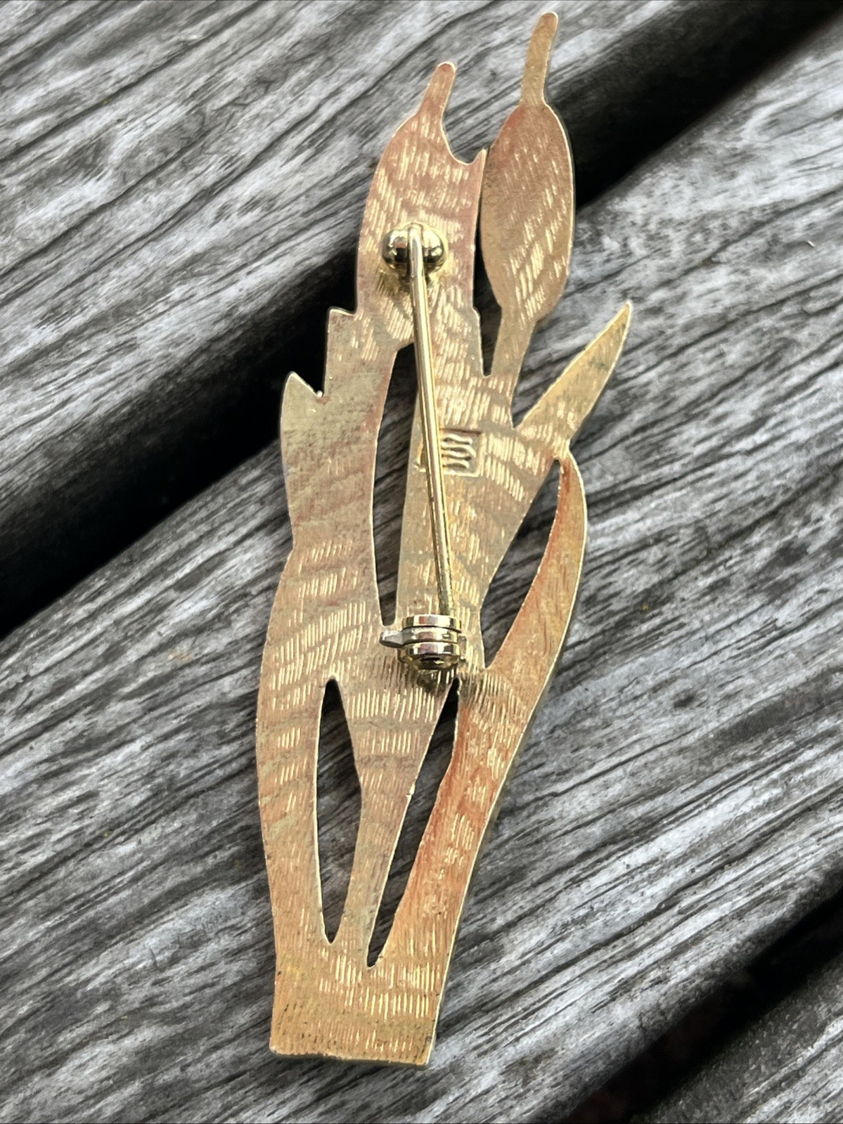 Vintage Cattails Whimsical Nature Brooch