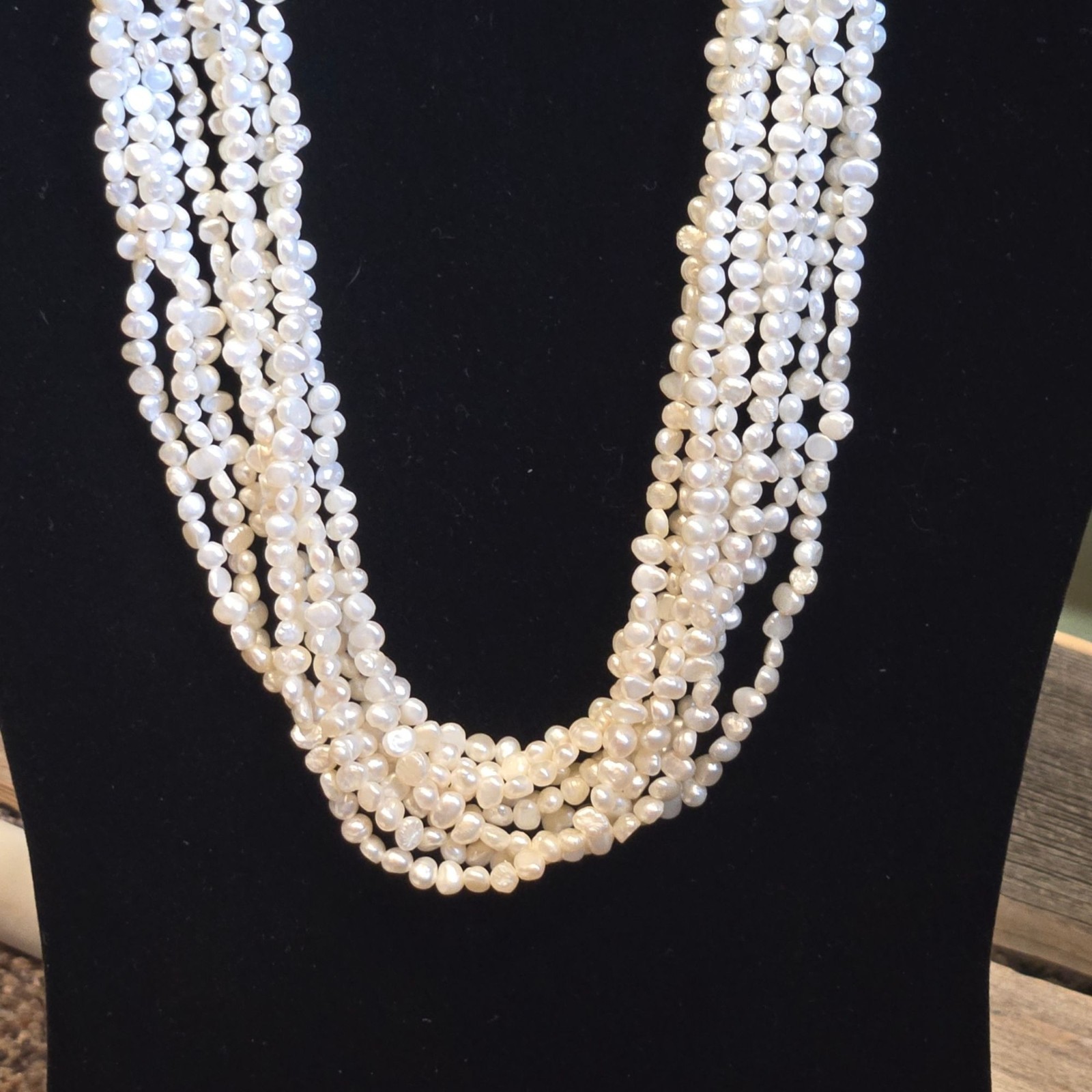 Vintage Ross Simons Pearl Necklace Baroque Choker Multi Strand 925 Clasp Signed