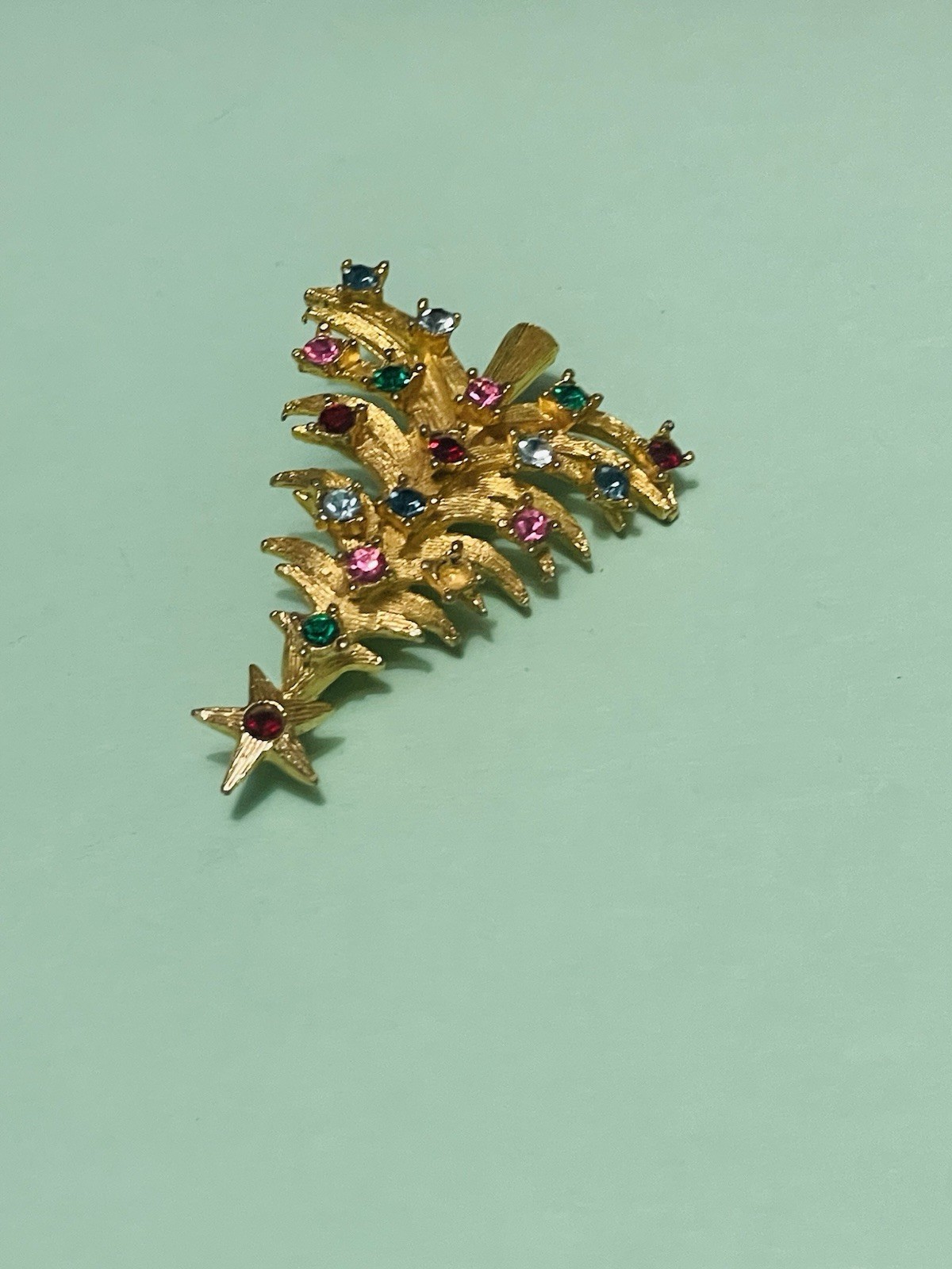 Designer Christmas Tree Pin/Brooch MyLu Colorful Rhinestones-VTG Estate Find!