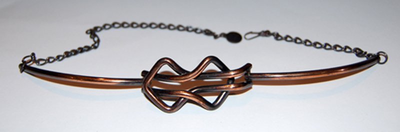 VINTAGE MODERNIST COPPERTONE WIRE CHOKER KNOT ADJUSTABLE NECKLACE NOS