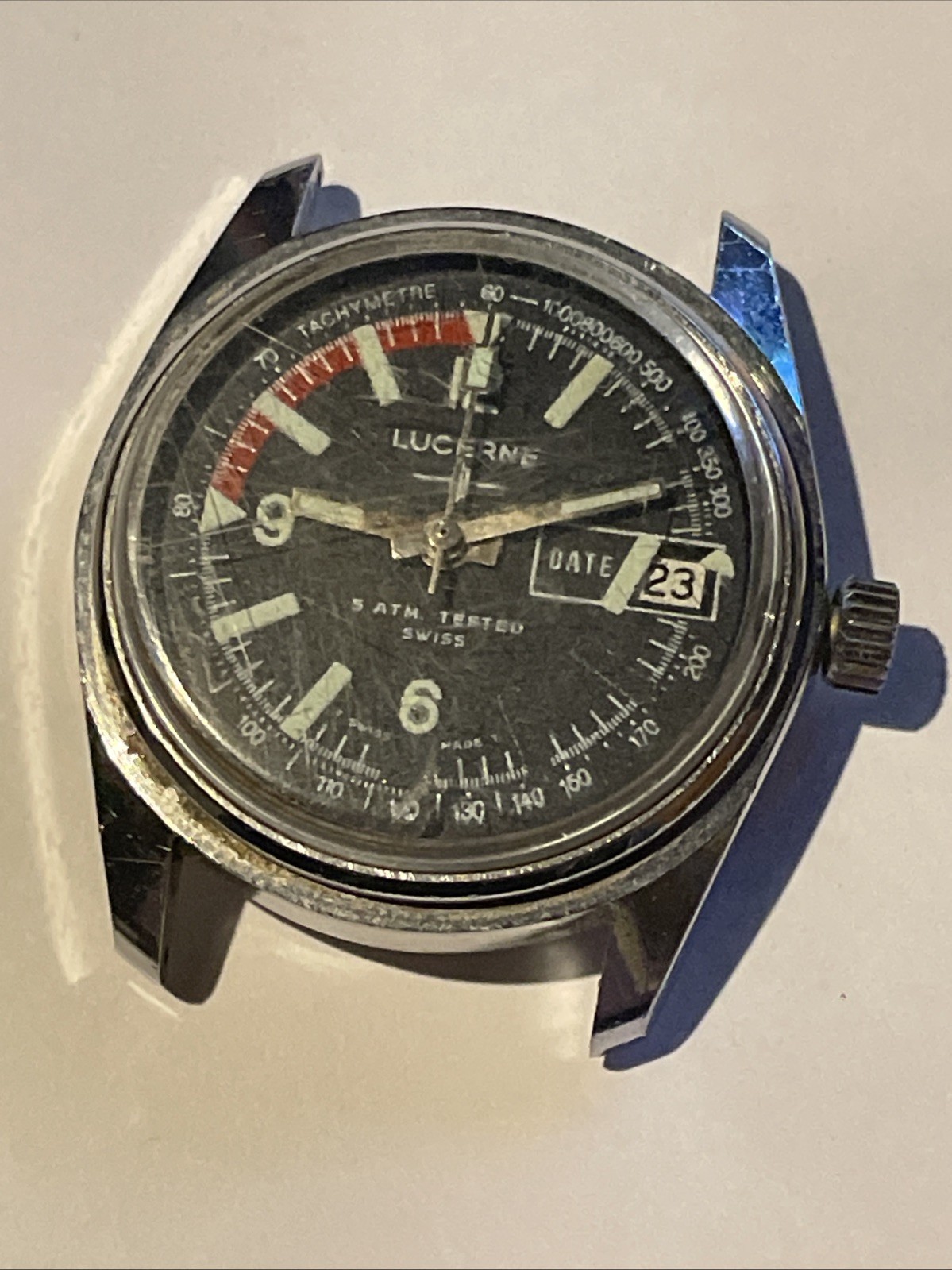 Diver Lucerne 5 ATM Steel Vintage Old Stock Manual Winding 33mm Read Description