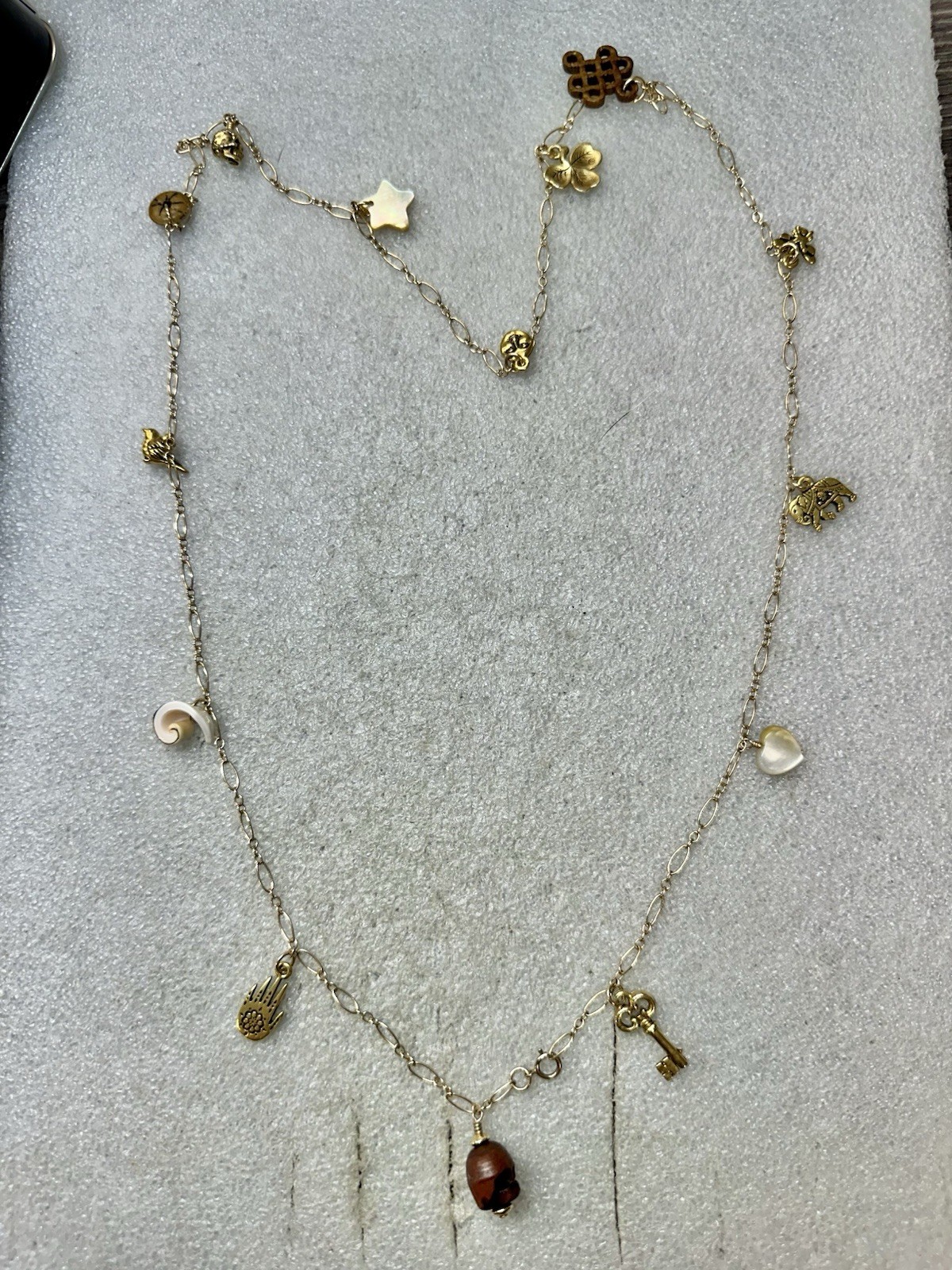 Vtg 14k GOLD FILLED 32” Multi Charm Station Necklace