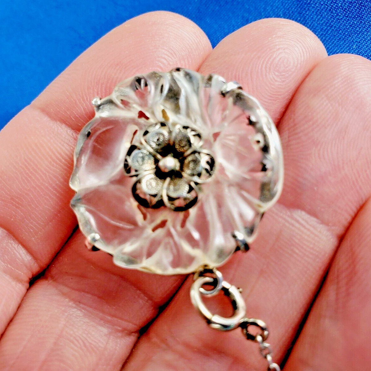 ORIGINAL Deco Guilloche Enamel STERLING SILVER 925 Necklace Antique Chain 24″ IN