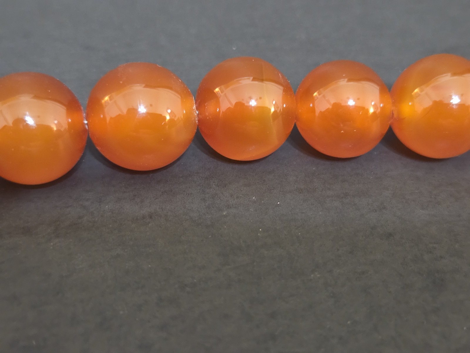 Vintage Resin Amber Necklace Orange Brown. Sterling Silver 925 clasp. 17″ w/bag