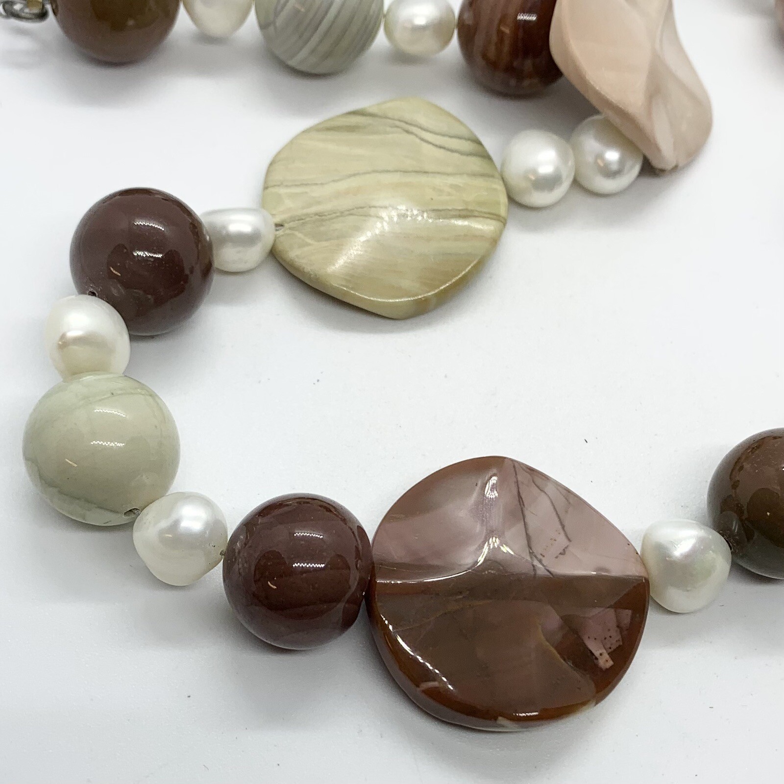 VTG BOHEMIAN NECKLACE CHUNKY MULTICOLOR GLASS STONE PEARL 19” BEADED BOHO BOLD