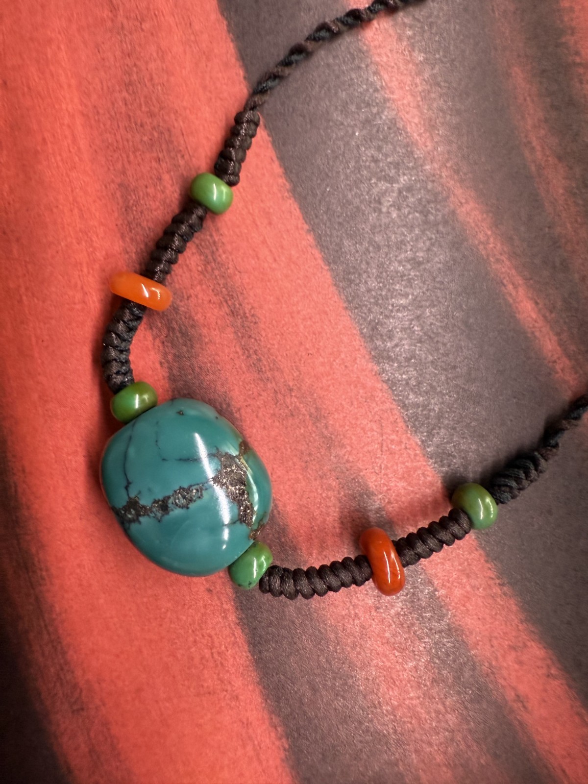 Vintage Tibetan Turquoise Bead Necklace | Handcrafted Traditional Amulet