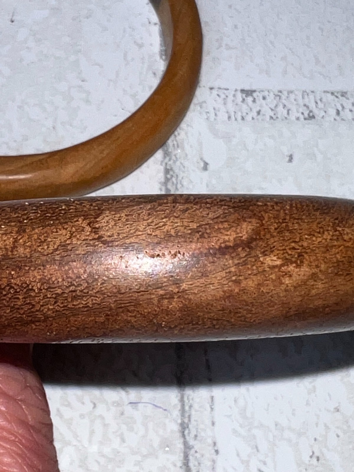 Wooden Bangles Vintage Set of 2, Slide On Natural Woods Earthy Boho