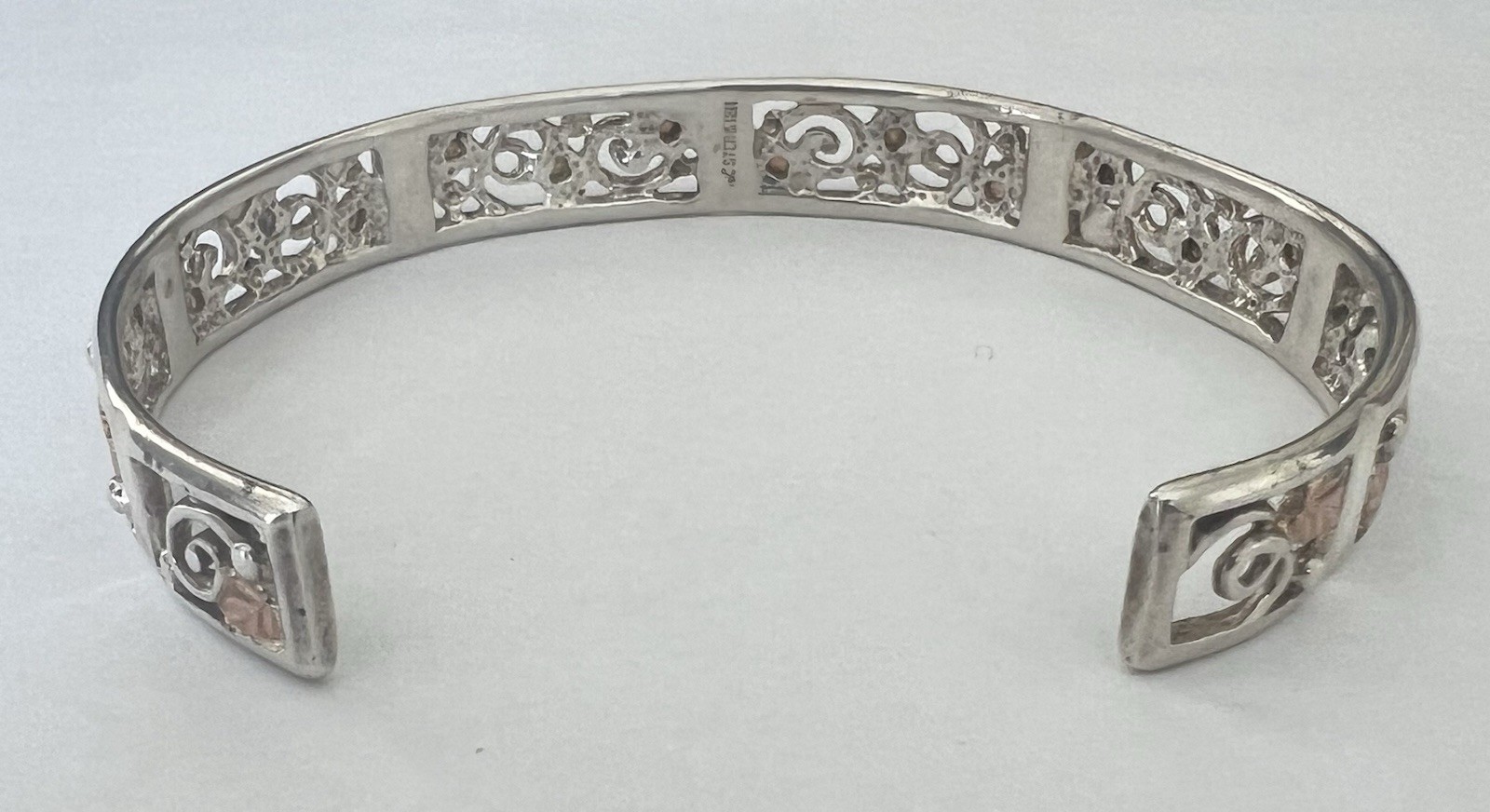 Vintage Sterling Silver & 12 K Gold Tri – Color Adjustable Bracelet.