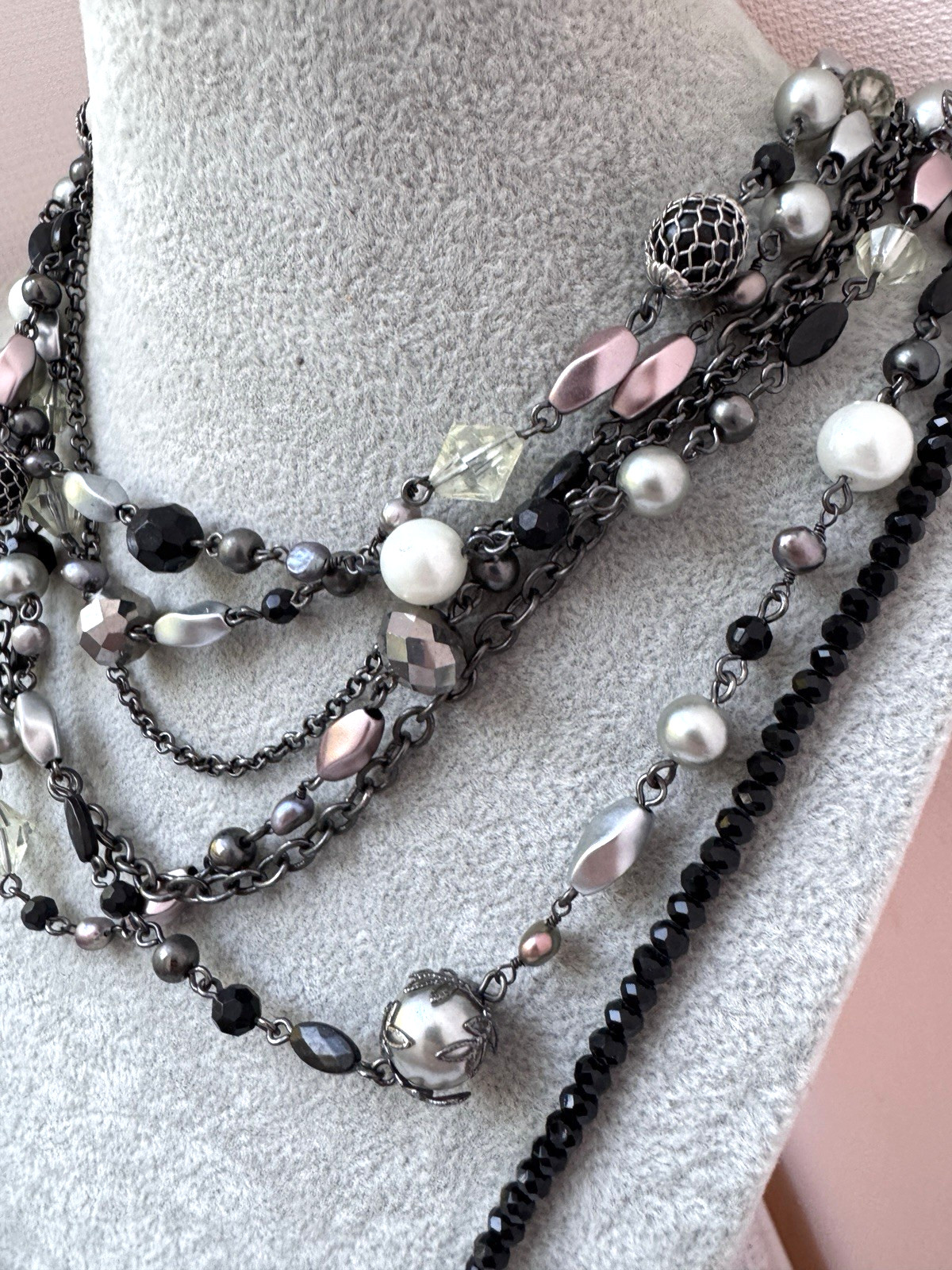 1940s Repro y2k GOTH Coquette Modernist **2 Necklaces** stack Lot Choker Unique