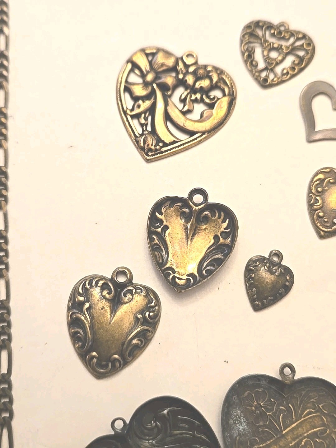 Vintage Cherub Heart Charm Lot Statement Necklace Victorian Revival Romantic