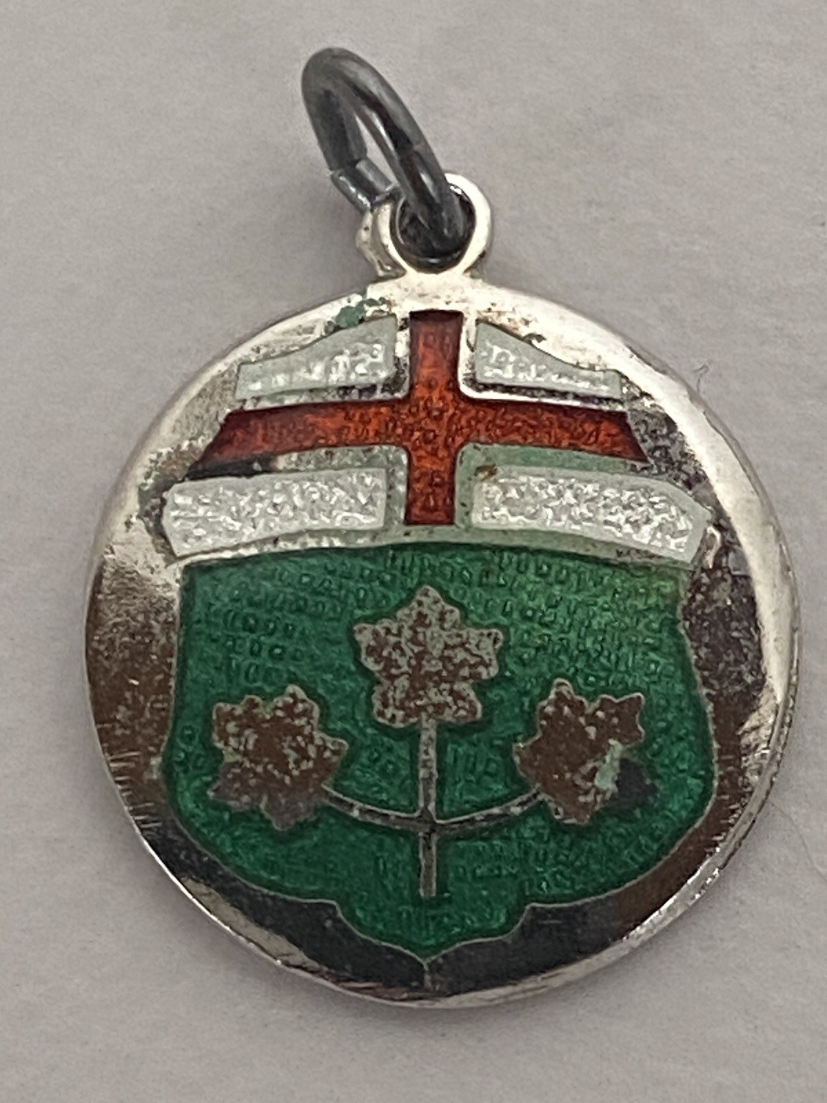 VTG Sterling Slver & Enamel Charm Ontario Canada Souvenir Enamel BM co