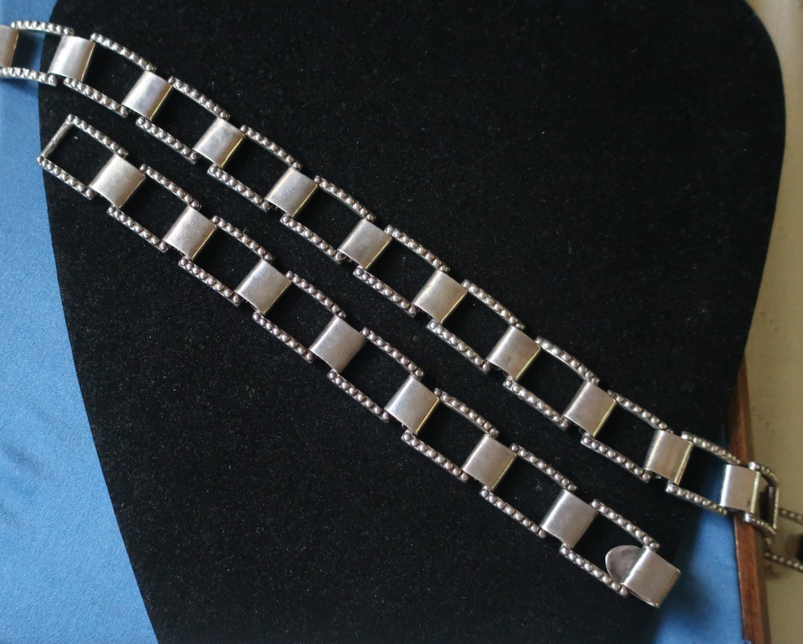 LOS CASTILLO TAXCO MEXICO Sterling Silver Square Chain Link Bracelet Necklace132