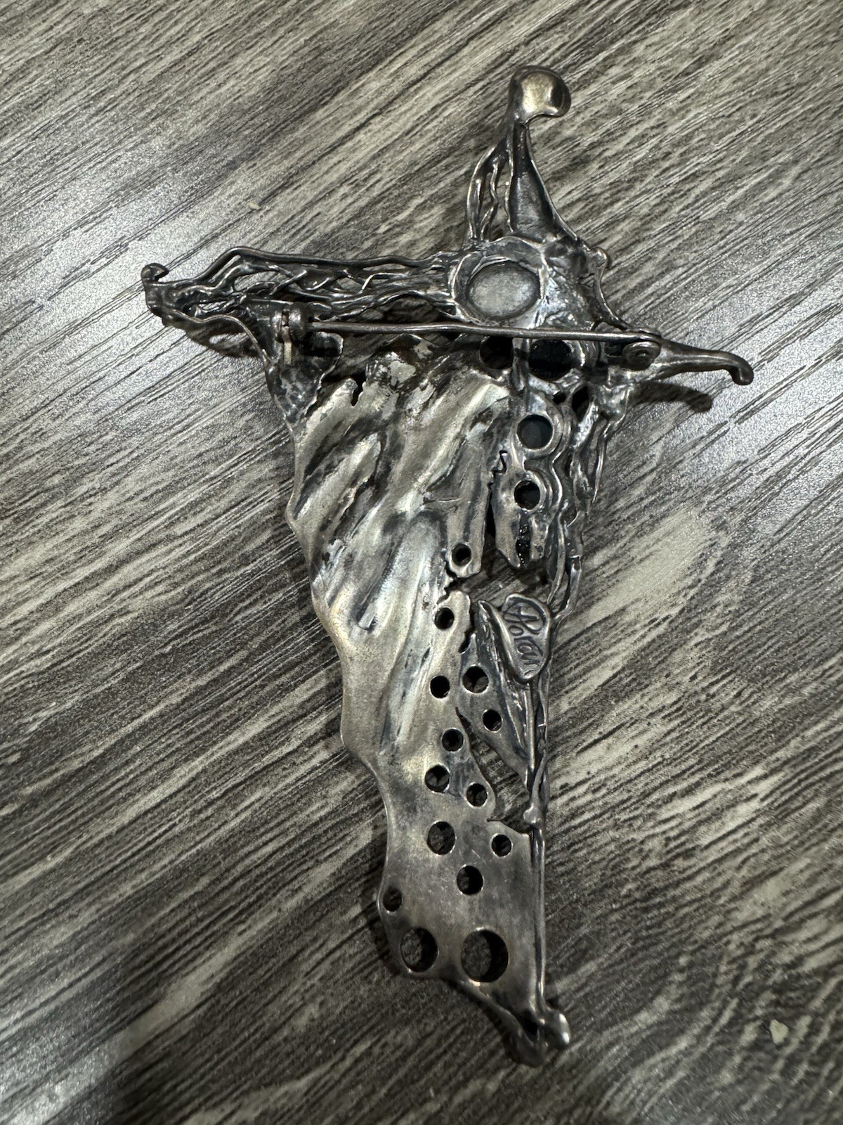VINTAGE STERLING SILVER PORANS GARNET BROOCH V