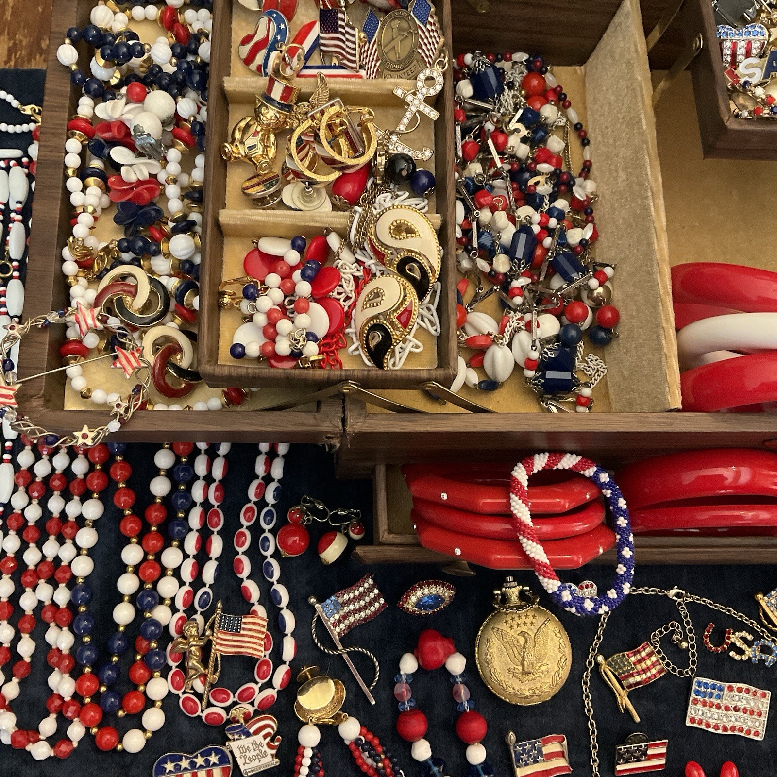 Vintage Lot Patriotic Forth Of July Red White Blue Jewelry Sarah C Monet Emmons