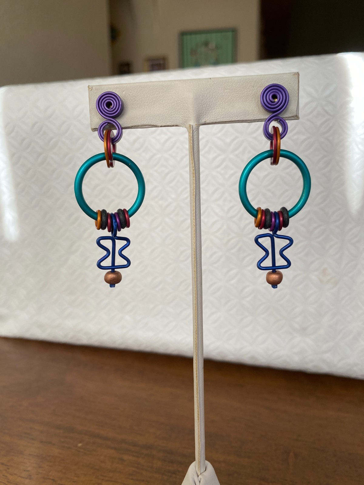 David Spada Anodized Aluminum Earrings Unsigned Vintage Pierced