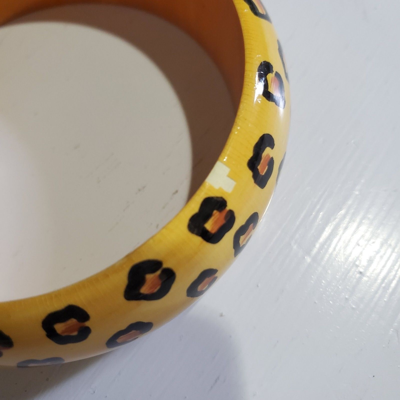 Vintage Leopard Animal Print Bracelets & Earrings, Painted Wood & Lucite