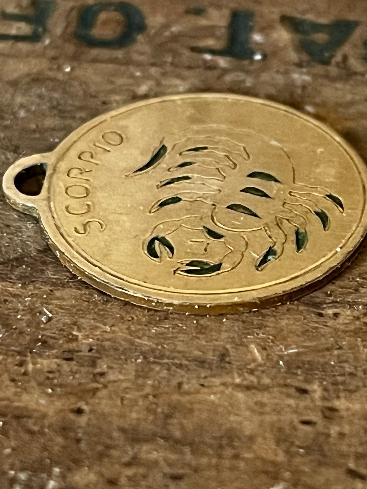 Vintage Scorpio Zodiac Round Brass Pendant Charm Horoscope (NO CHAIN INCLUDED)