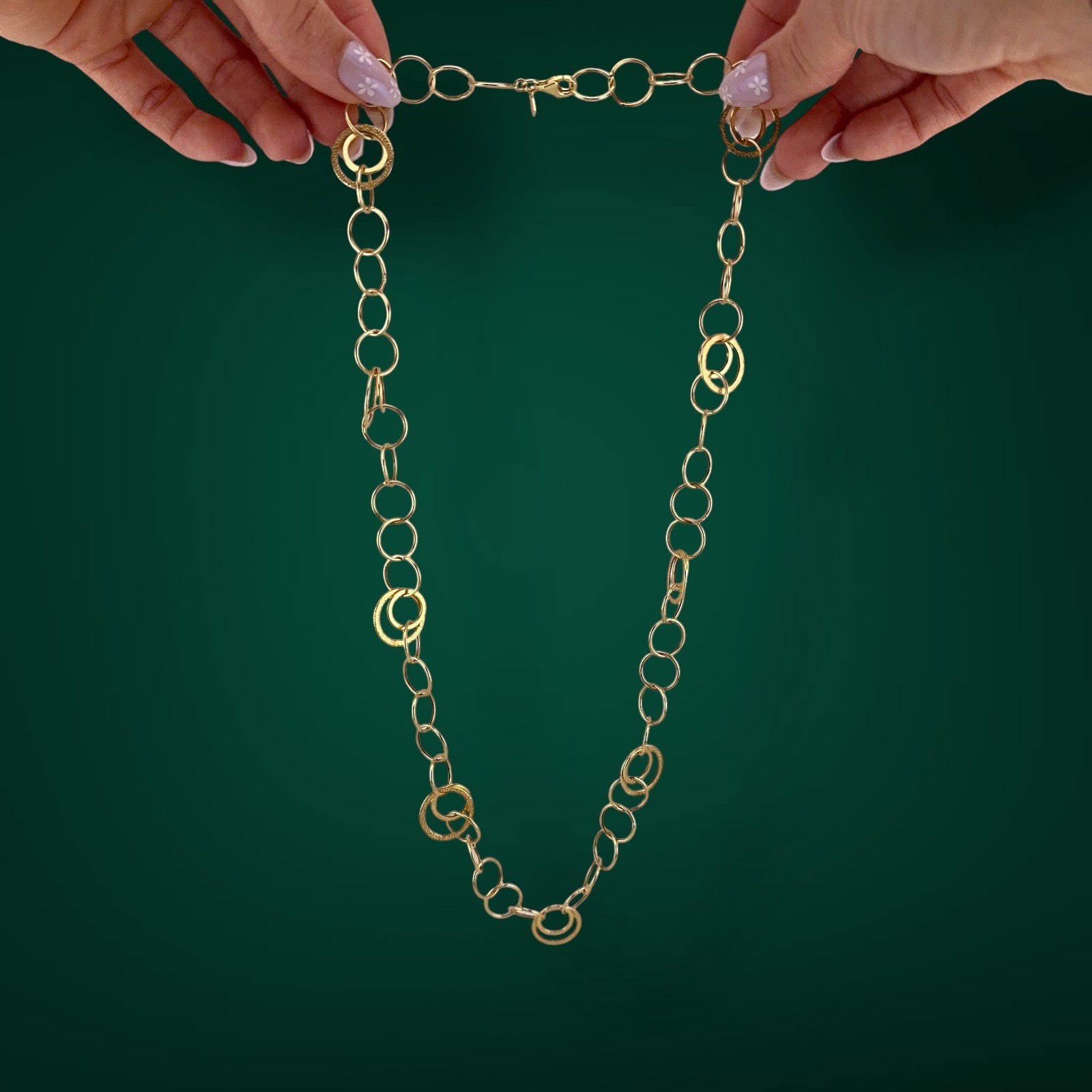 Vintage 14K Gold Long Layering Necklace with Textured Links 8.58g – 23.5″