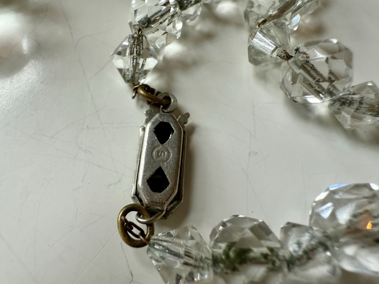Vintage Deco Faceted Crystal Graduated Bead Necklace LOVELY