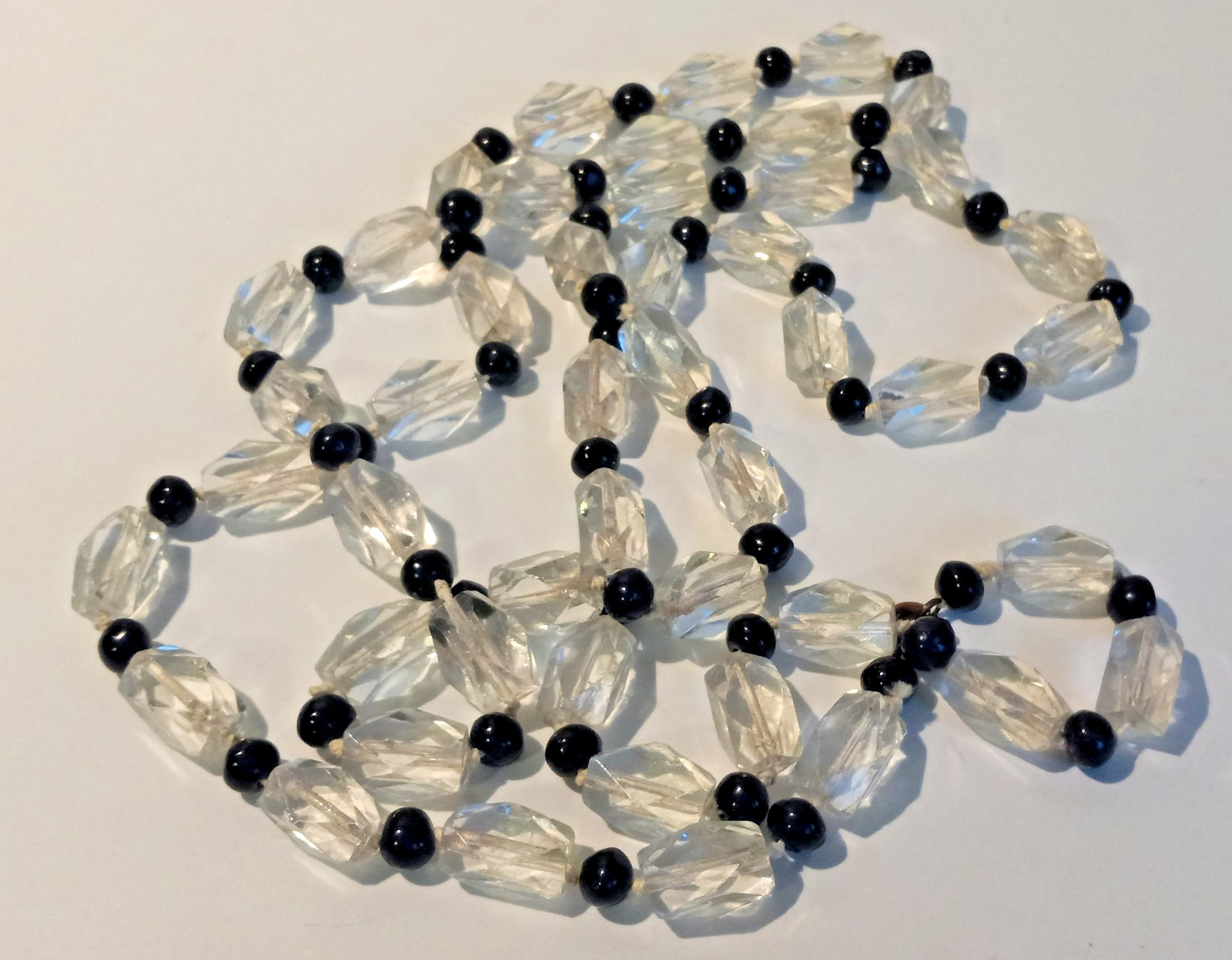 Vtg germany glass 44″ necklace hand knotted flapper # 53
