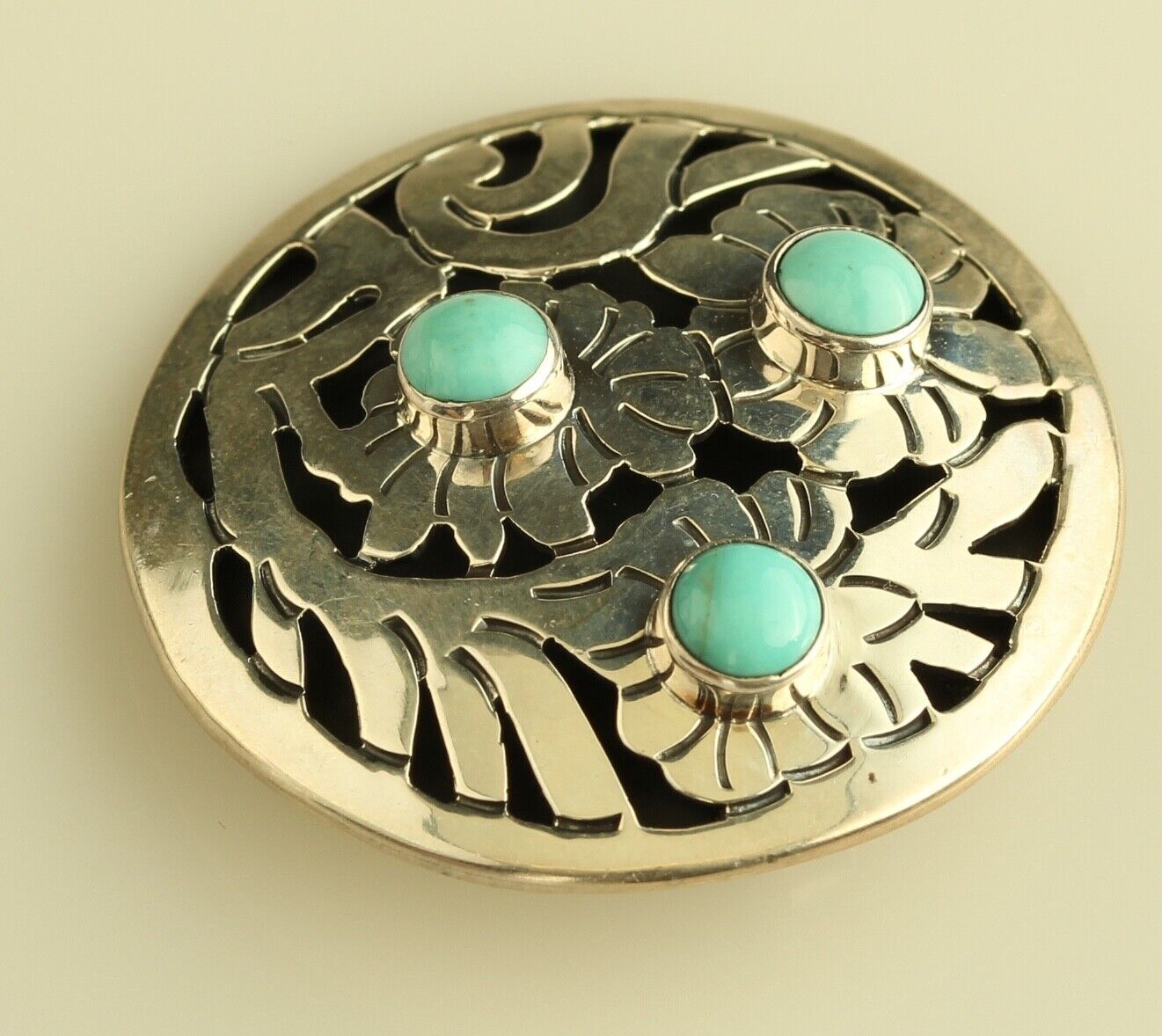 Dominique Dinouart DDD Mexico Sterling Silver Turquoise FLOWER CHARIOT pendant
